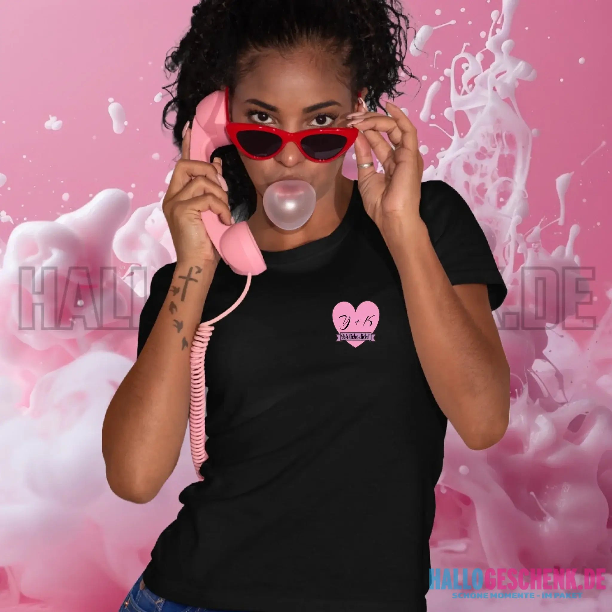 Herz mit Botschaft • Ladies Premium T-Shirt XS-2XL aus Bio-Baumwolle für Damen • Exklusivdesign • personalisiert • Brustdruck