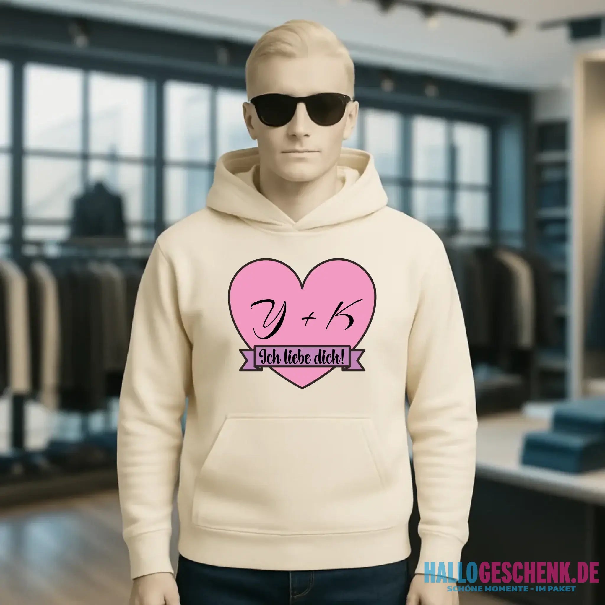 Herz mit Botschaft • Unisex Premium Hoodie XS-5XL aus Bio-Baumwolle für Damen & Herren • Exklusivdesign • personalisiert