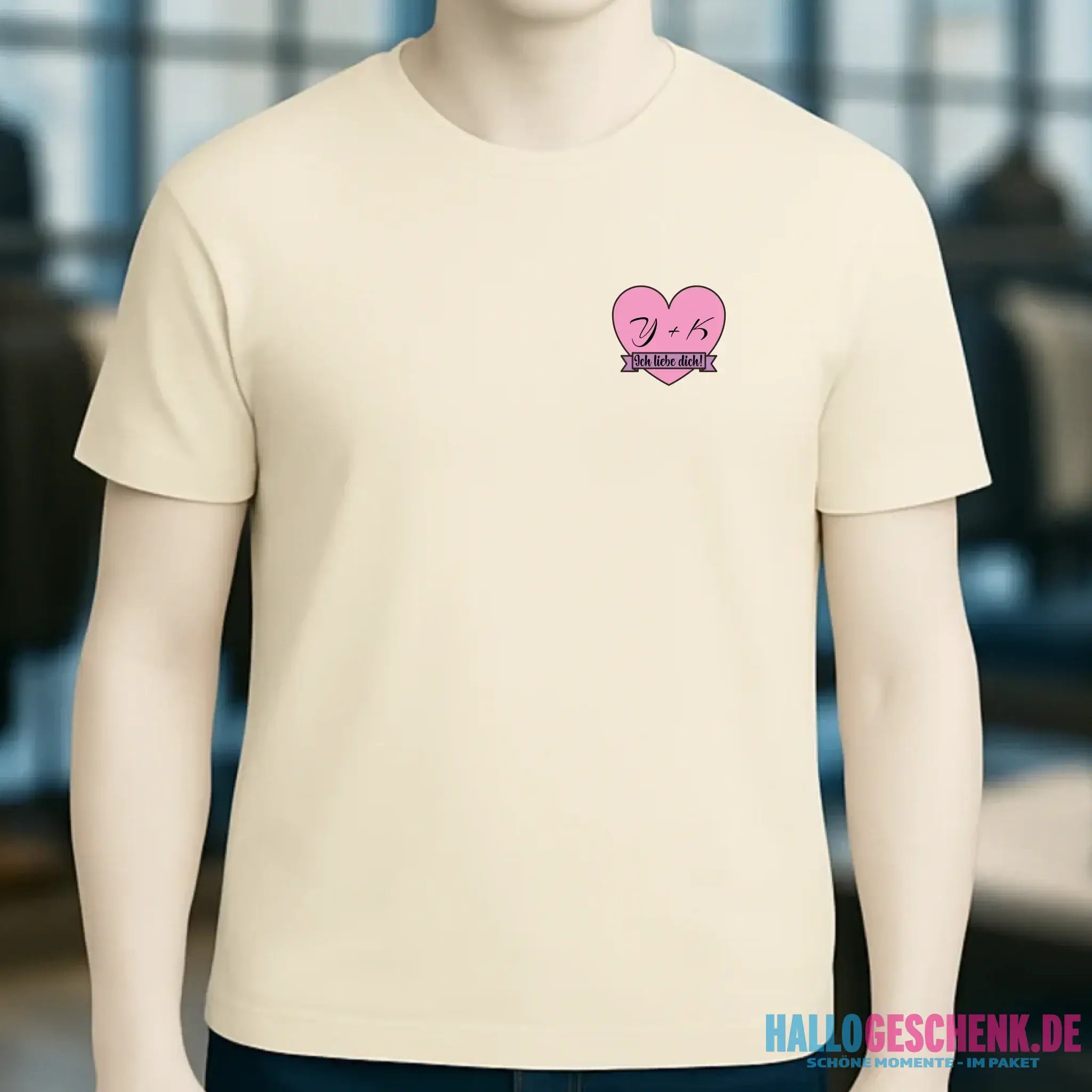 Herz mit Botschaft • Unisex Premium T-Shirt XS-5XL aus Bio-Baumwolle für Damen & Herren • Exklusivdesign • personalisiert • Brustdruck