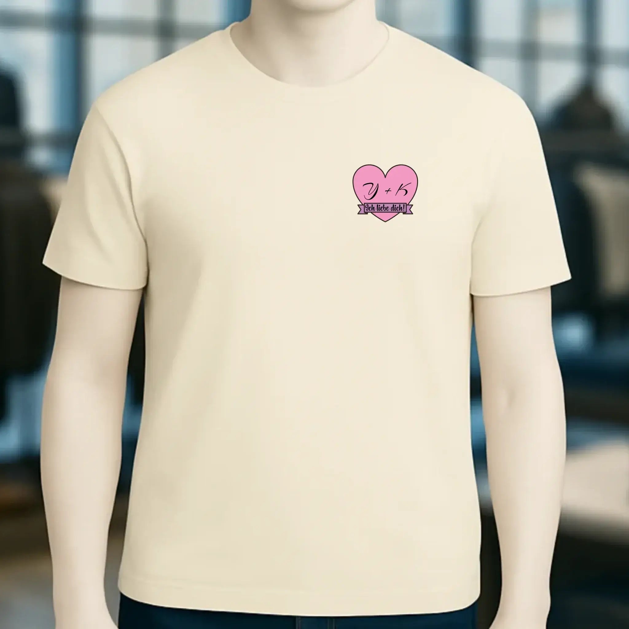 Herz mit Botschaft • Unisex Premium T-Shirt XS-5XL aus Bio-Baumwolle für Damen & Herren • Exklusivdesign • personalisiert • Brustdruck