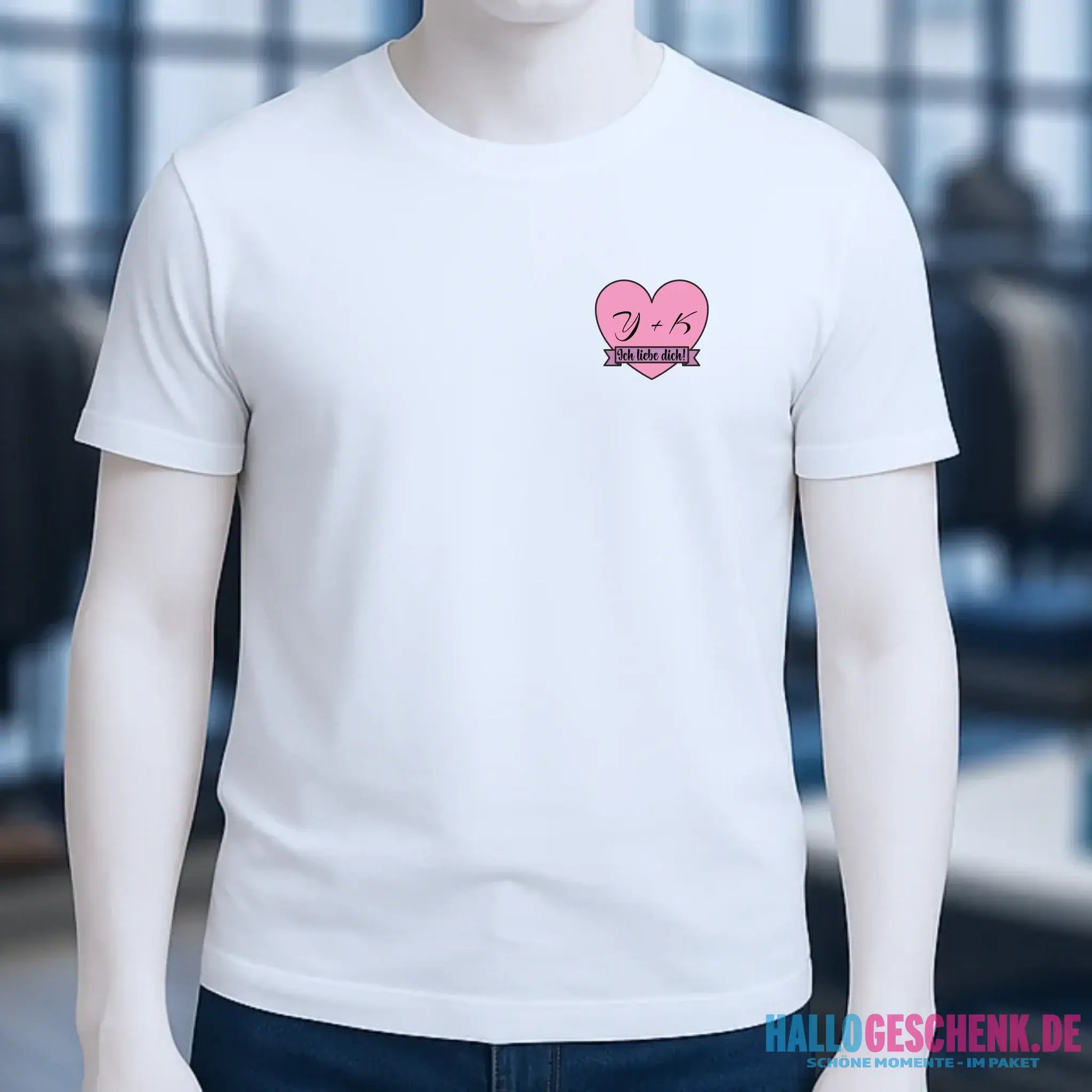 Herz mit Botschaft • Unisex Premium T-Shirt XS-5XL aus Bio-Baumwolle für Damen & Herren • Exklusivdesign • personalisiert • Brustdruck