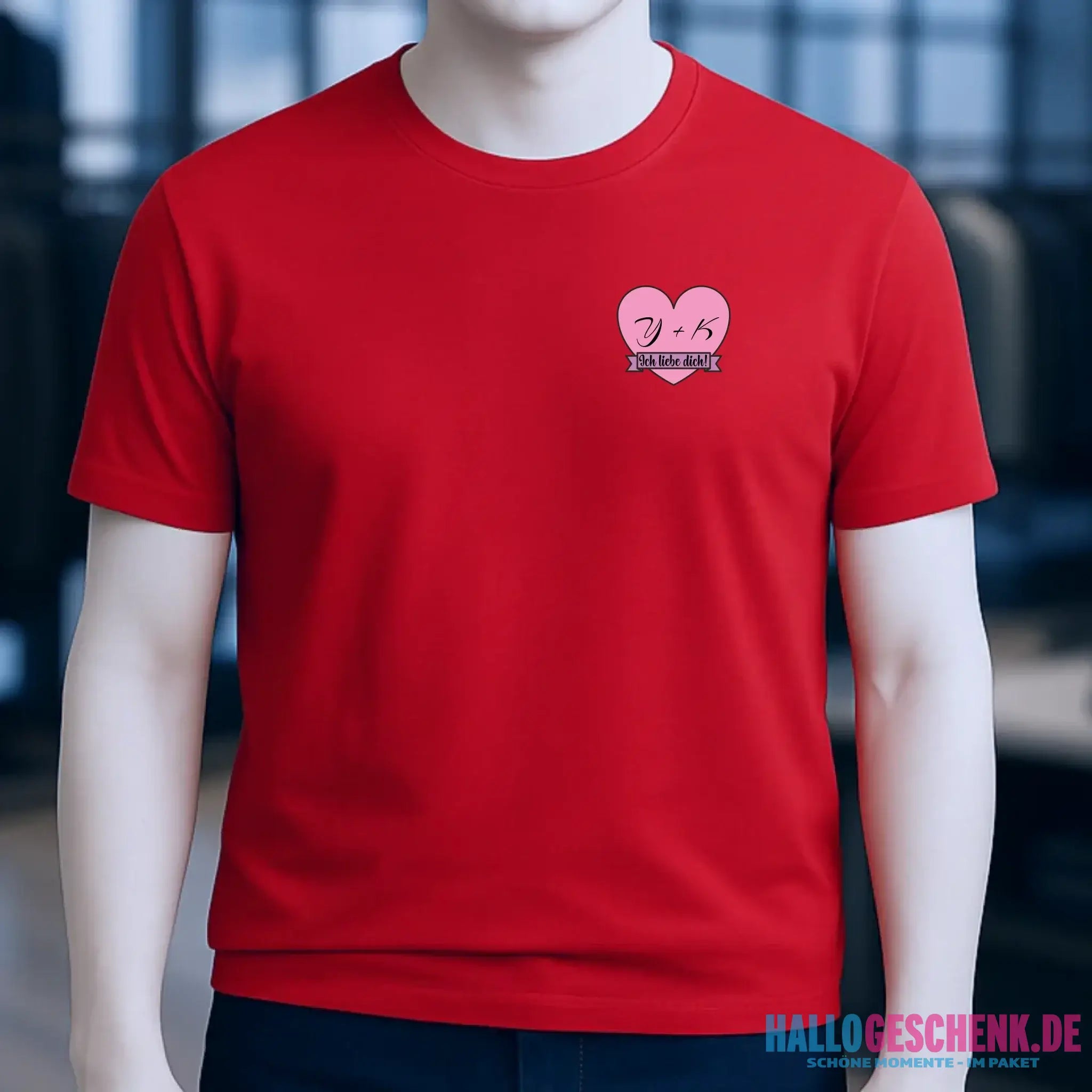 Herz mit Botschaft • Unisex Premium T-Shirt XS-5XL aus Bio-Baumwolle für Damen & Herren • Exklusivdesign • personalisiert • Brustdruck
