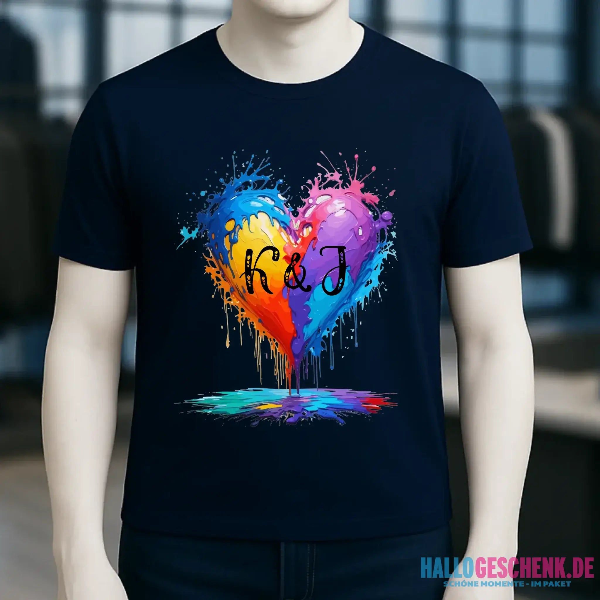 Herz mit Initialien • Unisex Premium T-Shirt XS-5XL aus Bio-Baumwolle für Damen & Herren • Exklusivdesign • personalisiert