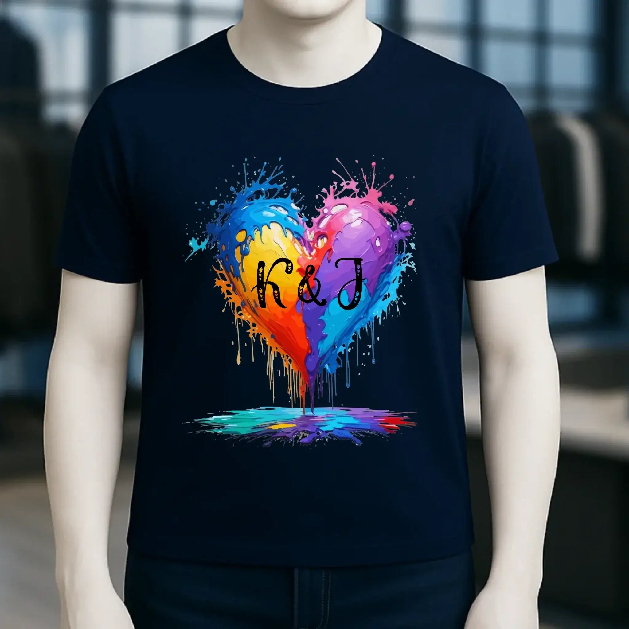 Herz mit Initialien • Unisex Premium T-Shirt XS-5XL aus Bio-Baumwolle für Damen & Herren • Exklusivdesign • personalisiert