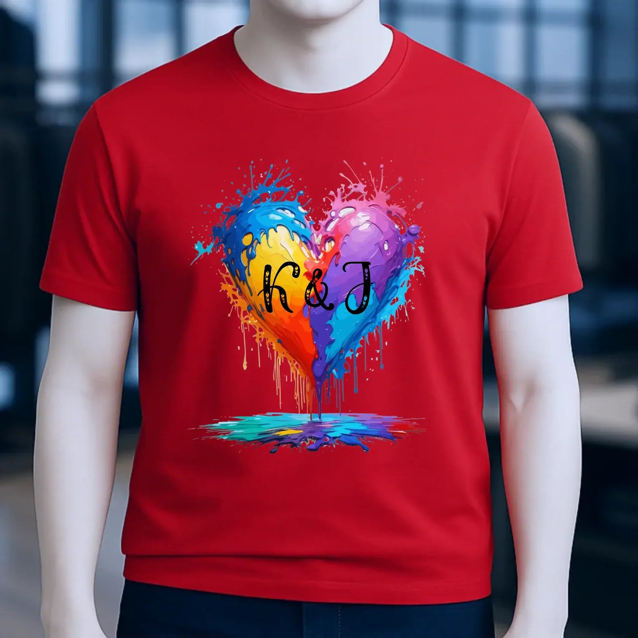 Herz mit Initialien • Unisex Premium T-Shirt XS-5XL aus Bio-Baumwolle für Damen & Herren • Exklusivdesign • personalisiert