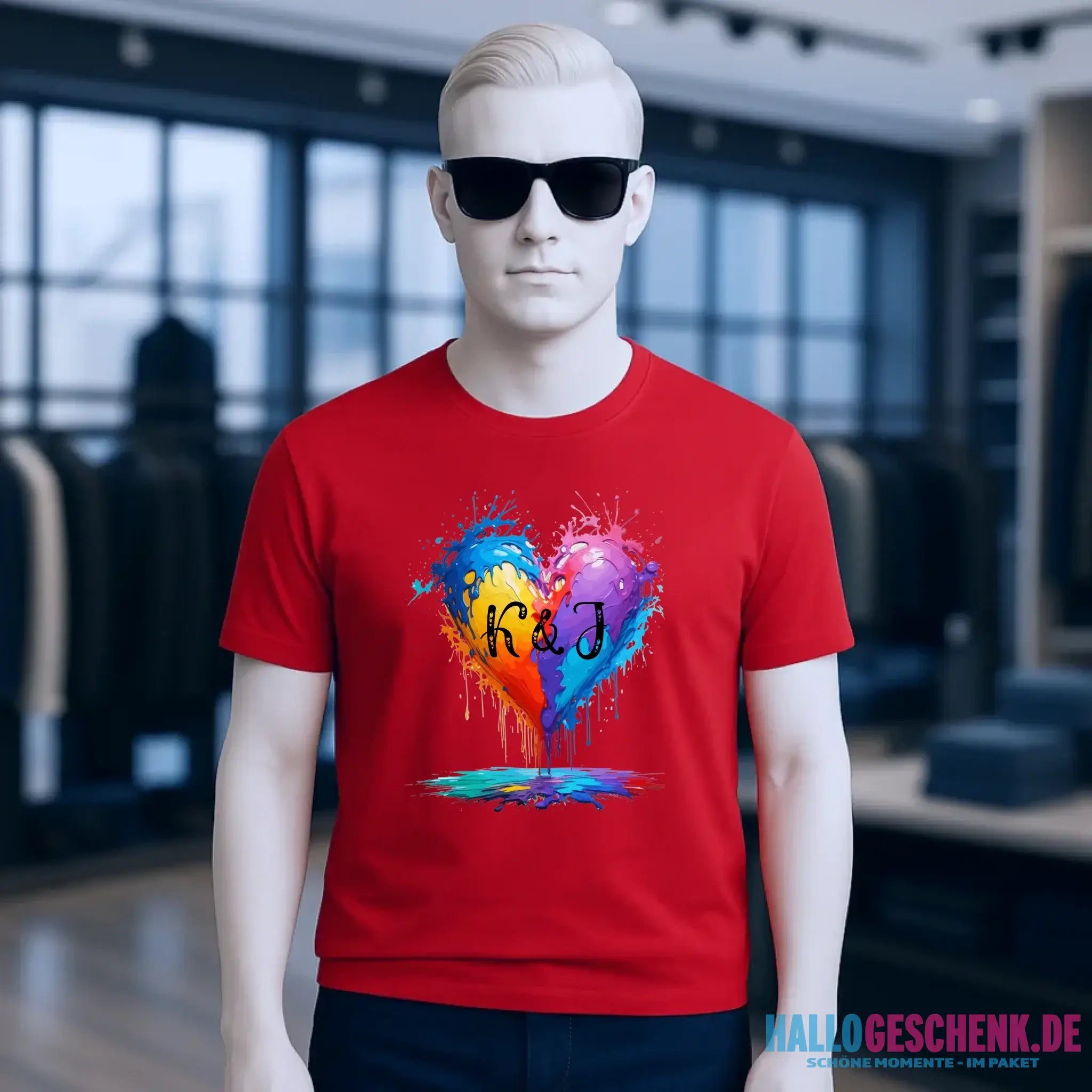 Herz mit Initialien • Unisex Premium T-Shirt XS-5XL aus Bio-Baumwolle für Damen & Herren • Exklusivdesign • personalisiert