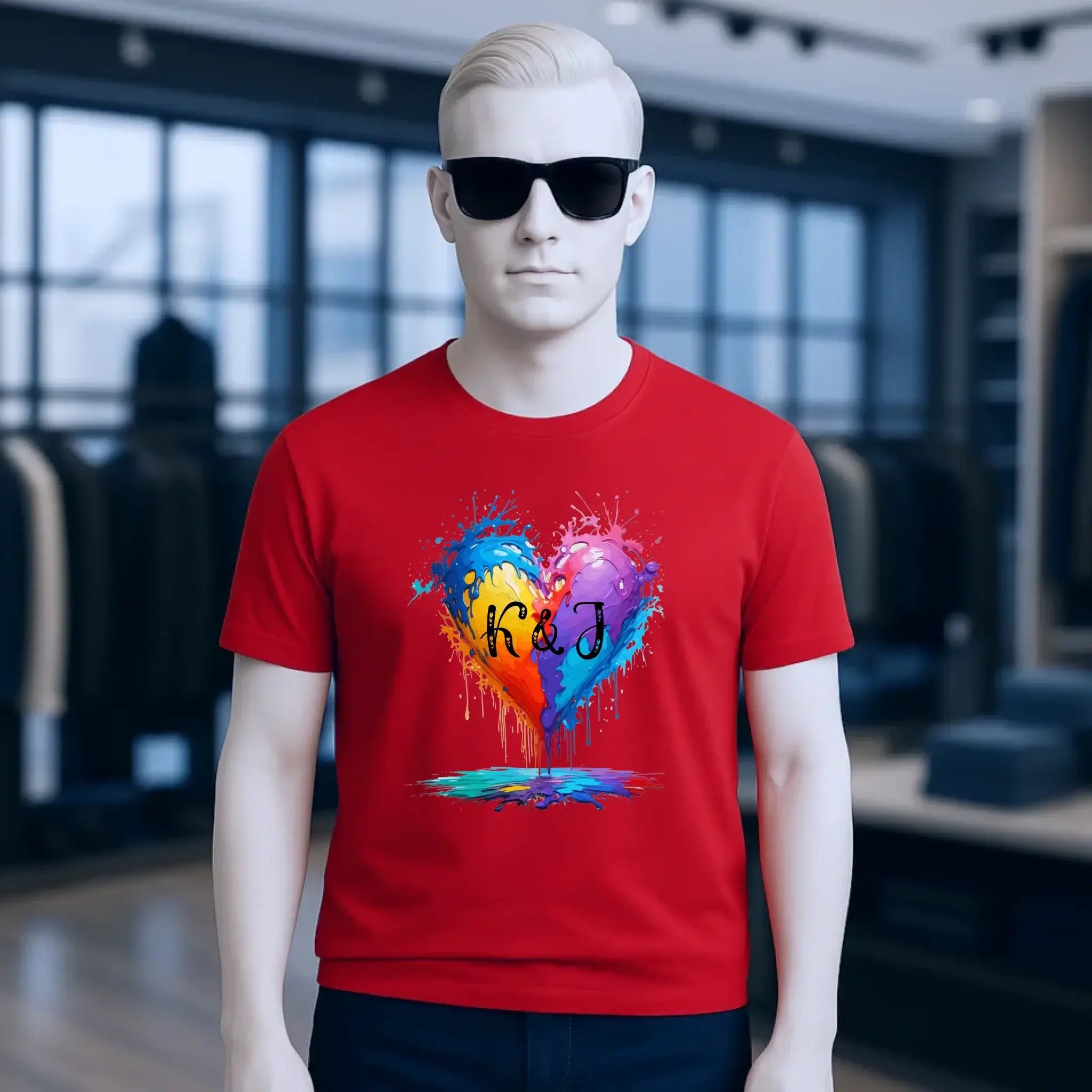 Herz mit Initialien • Unisex Premium T-Shirt XS-5XL aus Bio-Baumwolle für Damen & Herren • Exklusivdesign • personalisiert