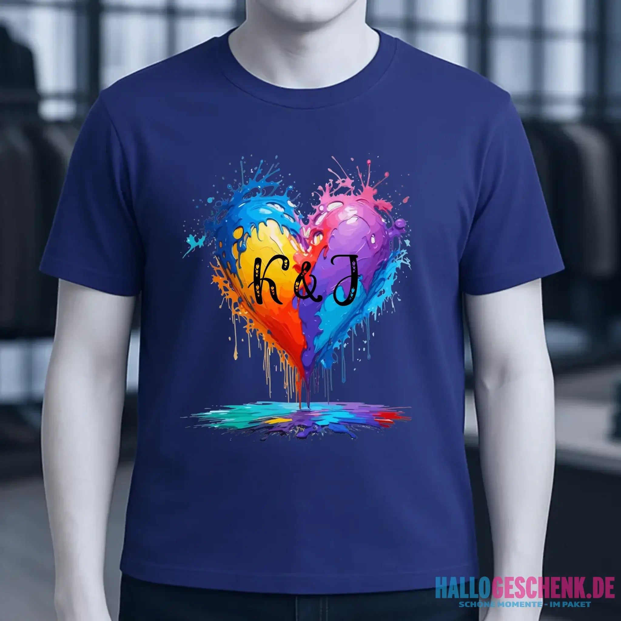 Herz mit Initialien • Unisex Premium T-Shirt XS-5XL aus Bio-Baumwolle für Damen & Herren • Exklusivdesign • personalisiert