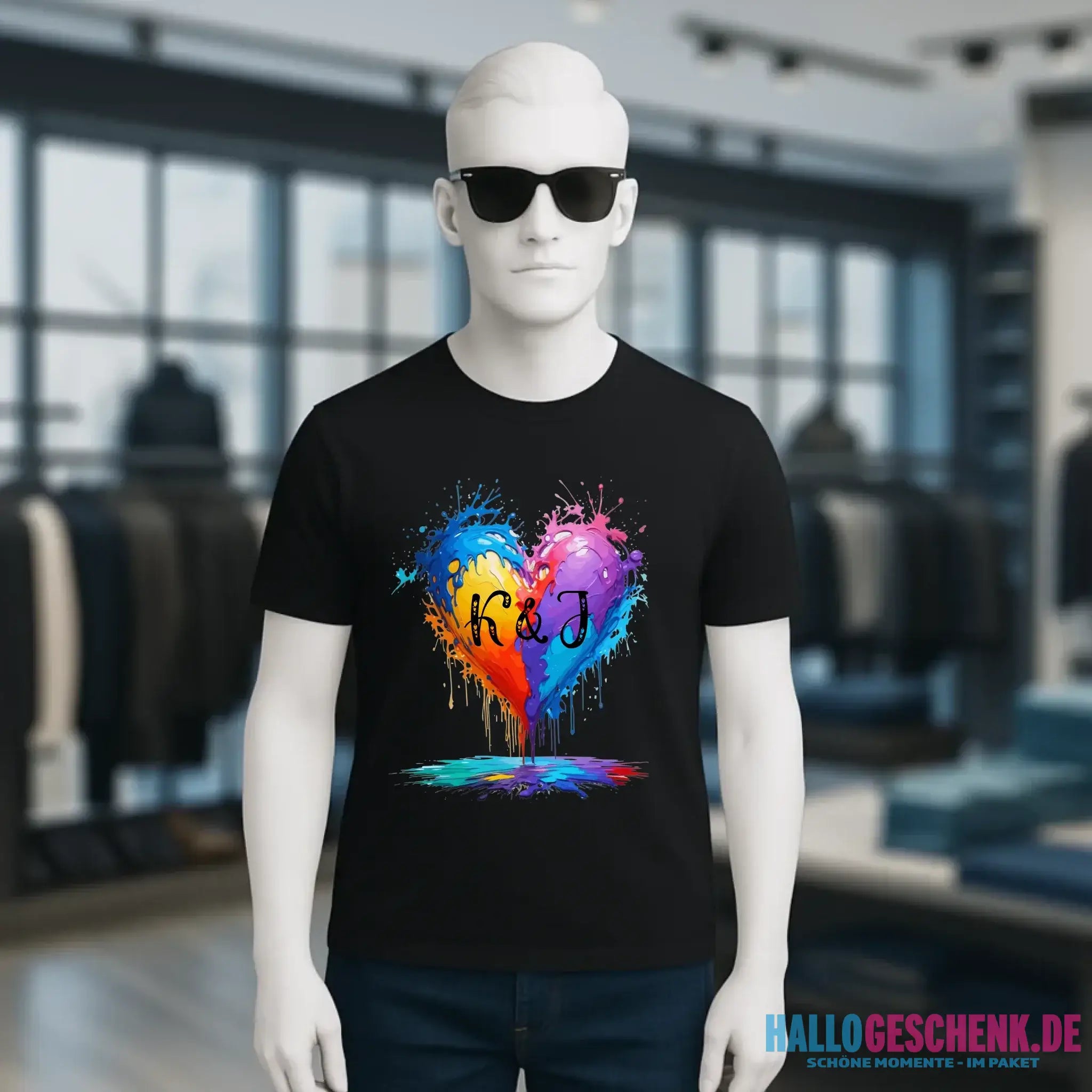 Herz mit Initialien • Unisex Premium T-Shirt XS-5XL aus Bio-Baumwolle für Damen & Herren • Exklusivdesign • personalisiert