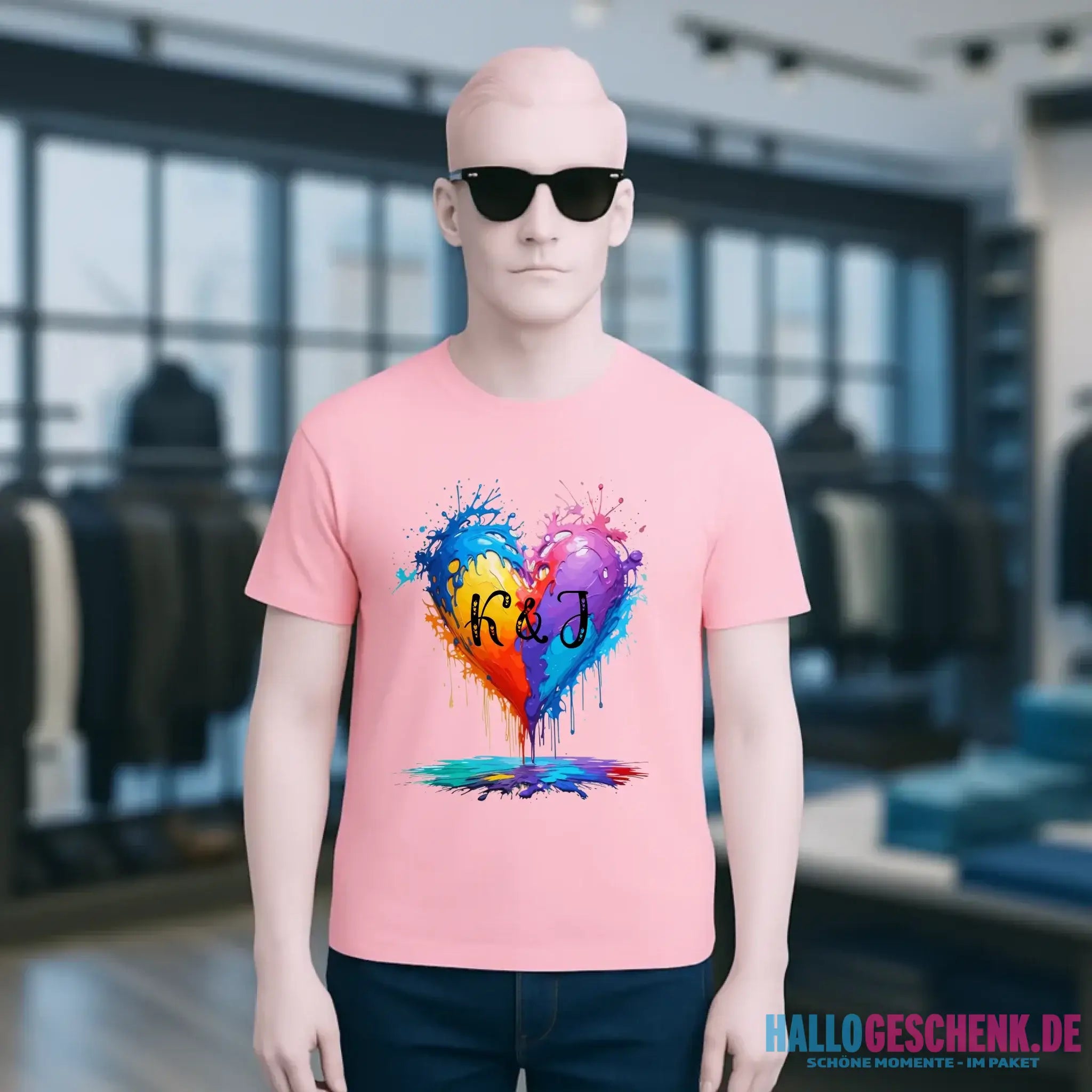 Herz mit Initialien • Unisex Premium T-Shirt XS-5XL aus Bio-Baumwolle für Damen & Herren • Exklusivdesign • personalisiert