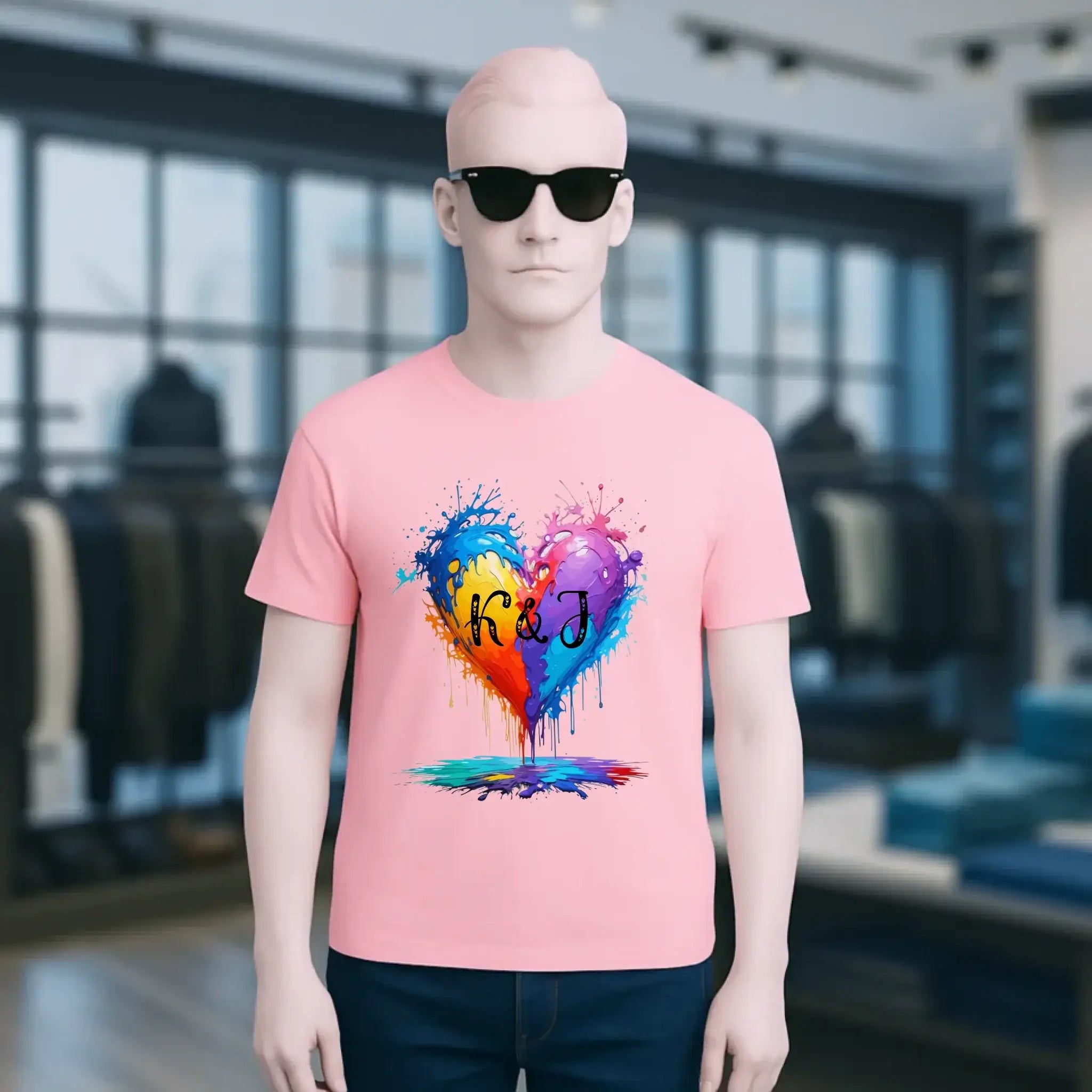 Herz mit Initialien • Unisex Premium T-Shirt XS-5XL aus Bio-Baumwolle für Damen & Herren • Exklusivdesign • personalisiert