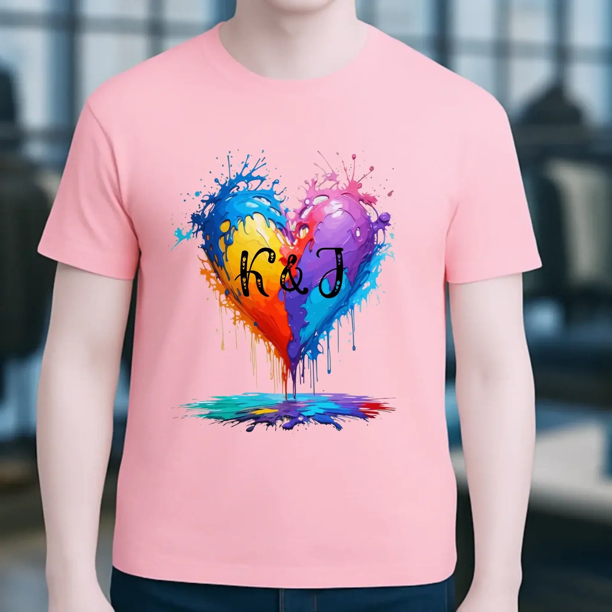 Herz mit Initialien • Unisex Premium T-Shirt XS-5XL aus Bio-Baumwolle für Damen & Herren • Exklusivdesign • personalisiert