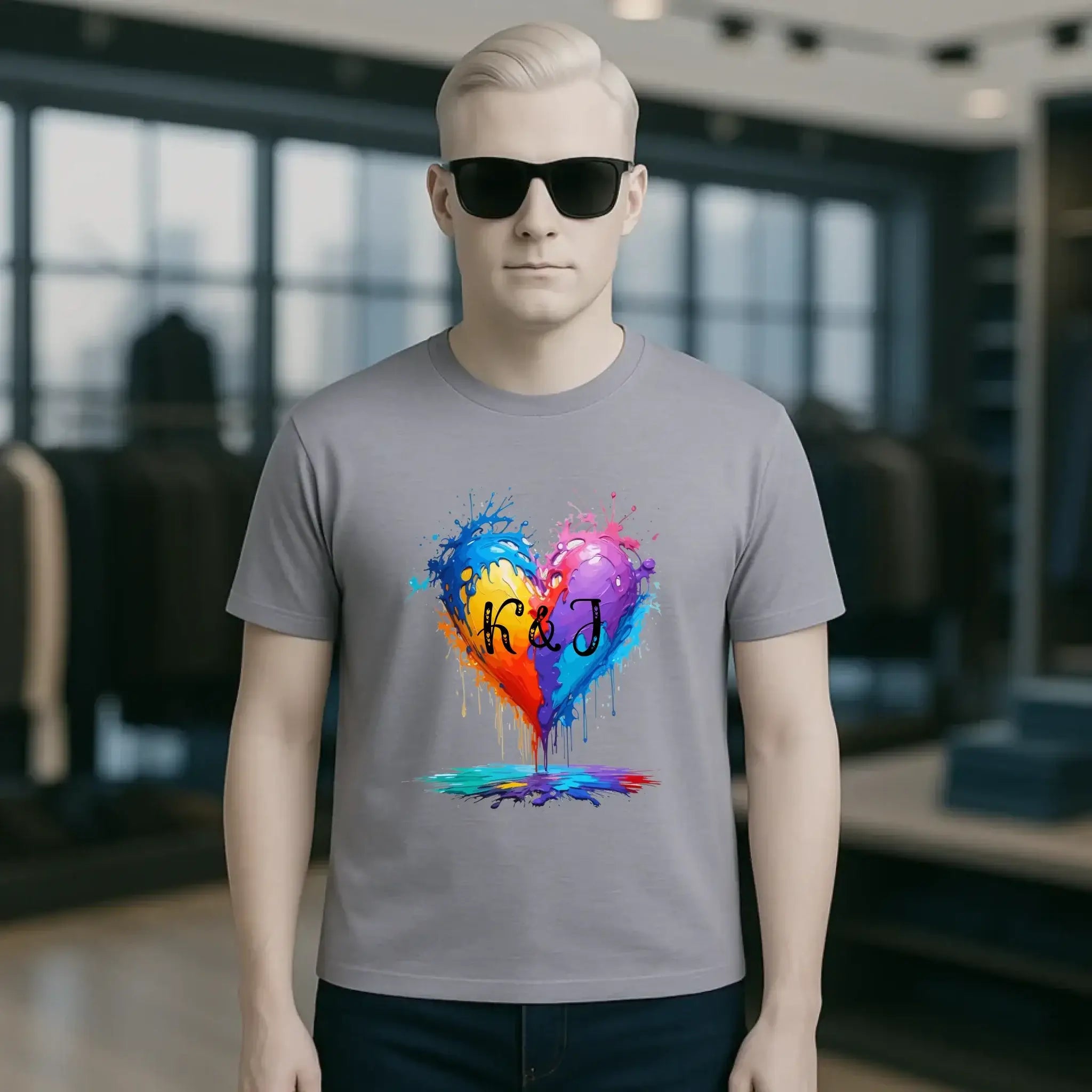 Herz mit Initialien • Unisex Premium T-Shirt XS-5XL aus Bio-Baumwolle für Damen & Herren • Exklusivdesign • personalisiert