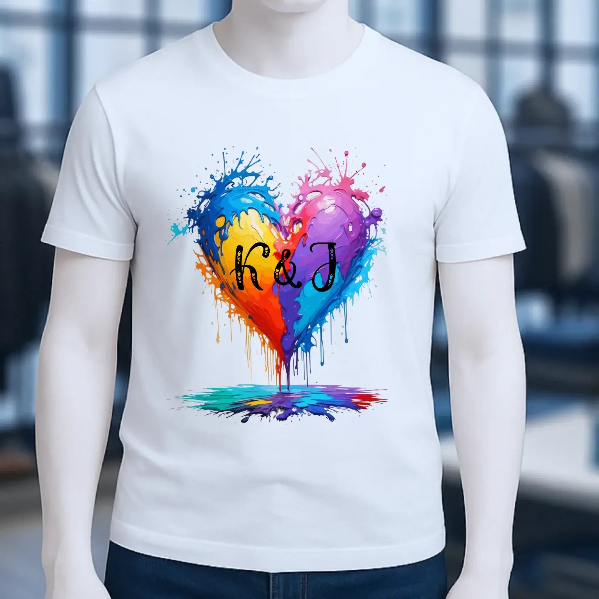 Herz mit Initialien • Unisex Premium T-Shirt XS-5XL aus Bio-Baumwolle für Damen & Herren • Exklusivdesign • personalisiert