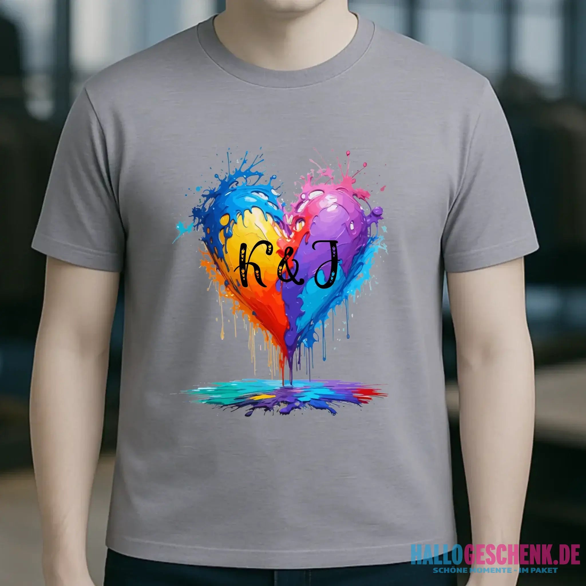 Herz mit Initialien • Unisex Premium T-Shirt XS-5XL aus Bio-Baumwolle für Damen & Herren • Exklusivdesign • personalisiert