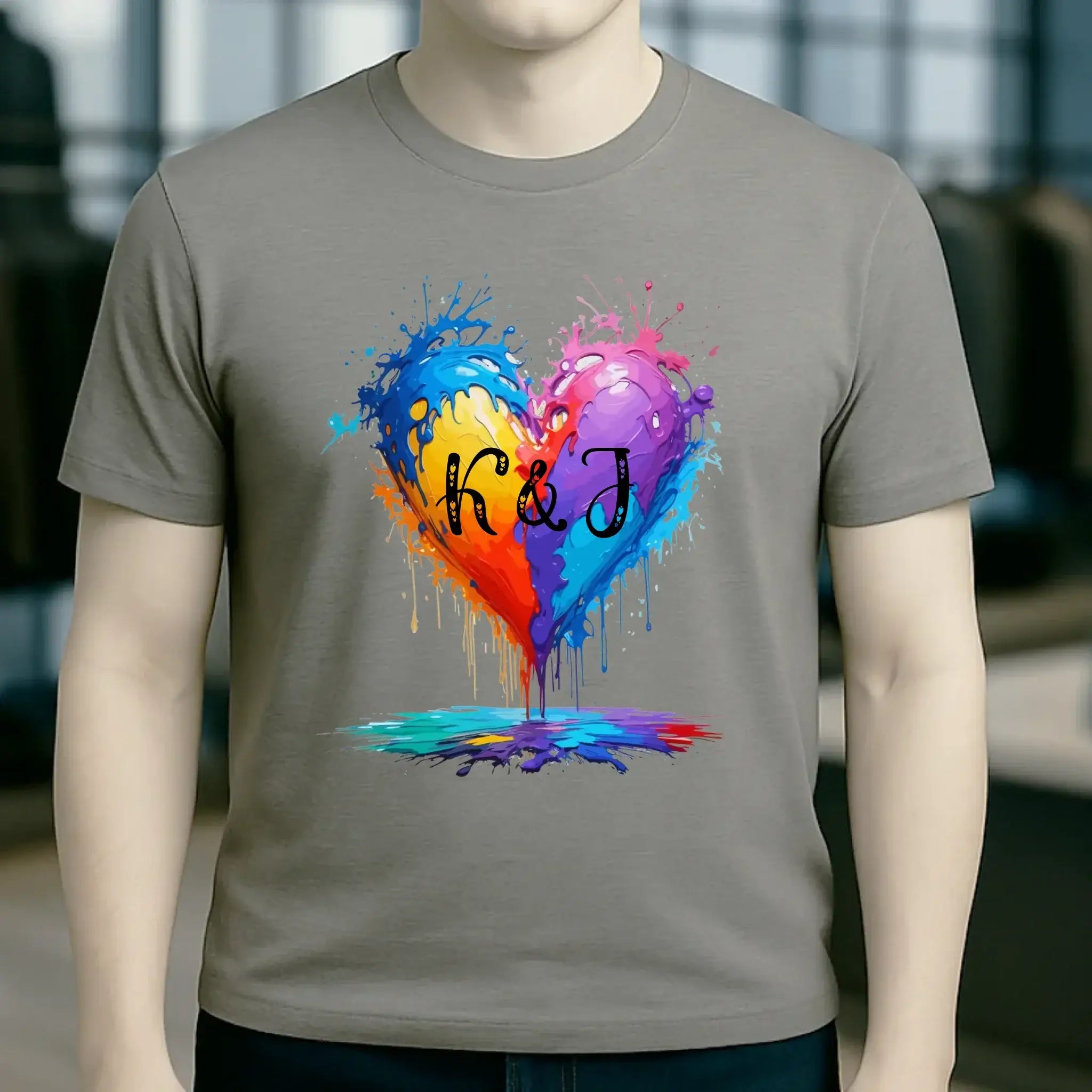 Herz mit Initialien • Unisex Premium T-Shirt XS-5XL aus Bio-Baumwolle für Damen & Herren • Exklusivdesign • personalisiert