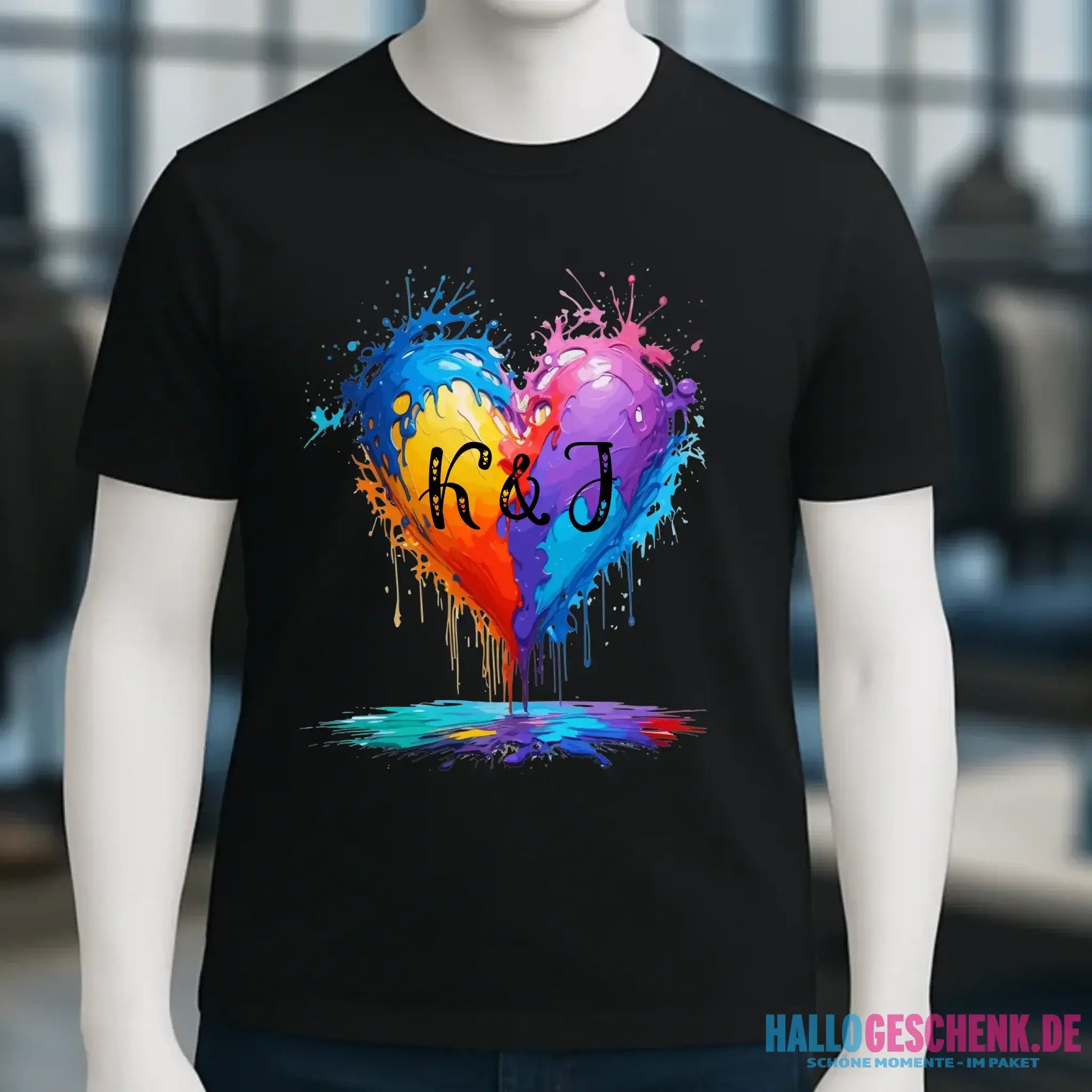 Herz mit Initialien • Unisex Premium T-Shirt XS-5XL aus Bio-Baumwolle für Damen & Herren • Exklusivdesign • personalisiert