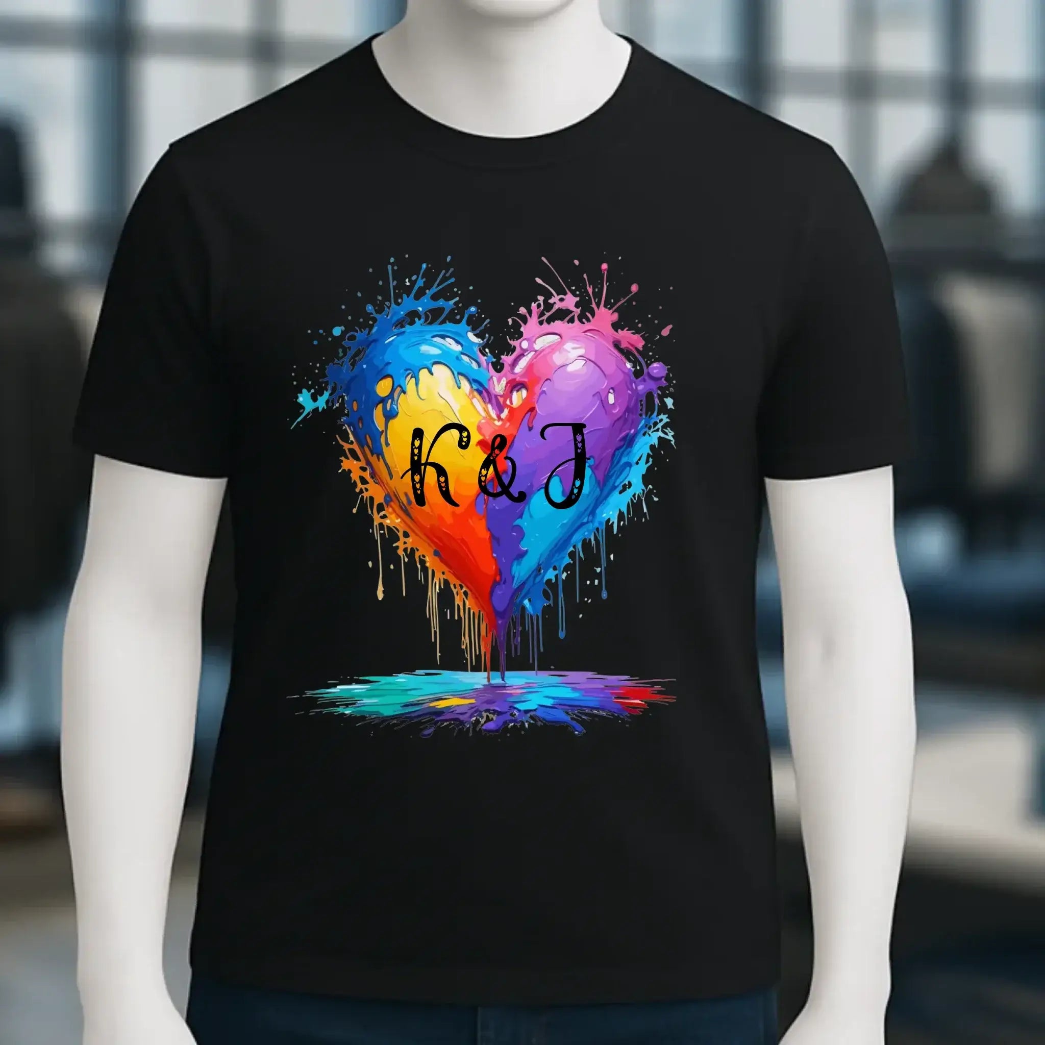 Herz mit Initialien • Unisex Premium T-Shirt XS-5XL aus Bio-Baumwolle für Damen & Herren • Exklusivdesign • personalisiert