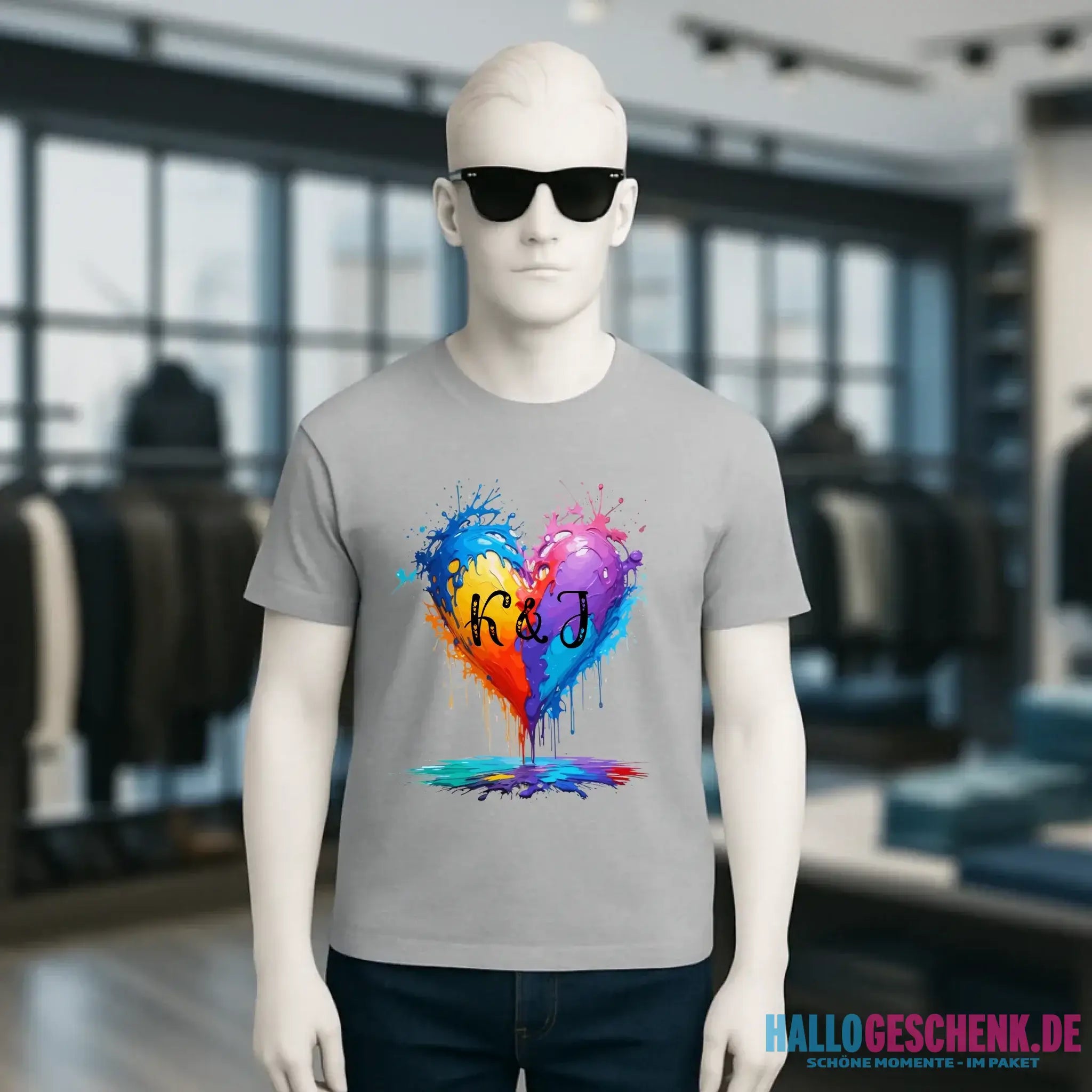 Herz mit Initialien • Unisex Premium T-Shirt XS-5XL aus Bio-Baumwolle für Damen & Herren • Exklusivdesign • personalisiert