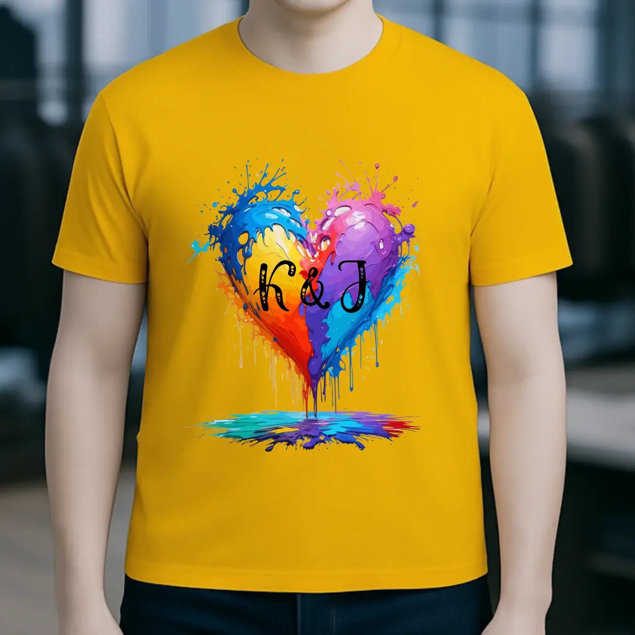 Herz mit Initialien • Unisex Premium T-Shirt XS-5XL aus Bio-Baumwolle für Damen & Herren • Exklusivdesign • personalisiert