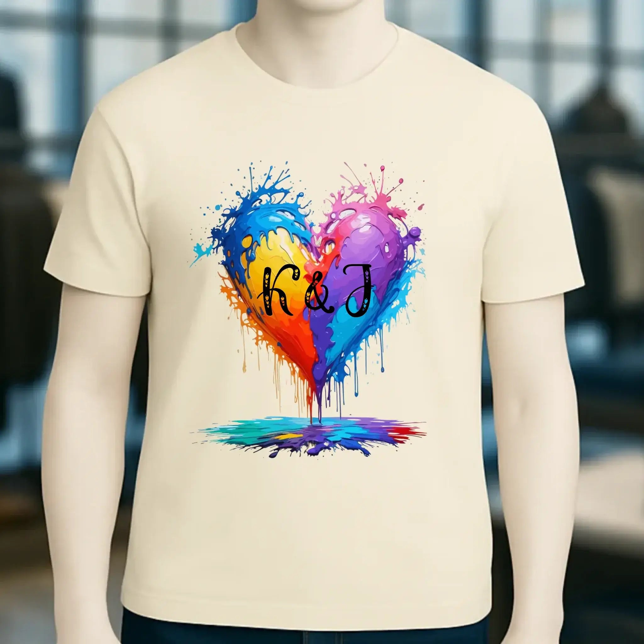 Herz mit Initialien • Unisex Premium T-Shirt XS-5XL aus Bio-Baumwolle für Damen & Herren • Exklusivdesign • personalisiert