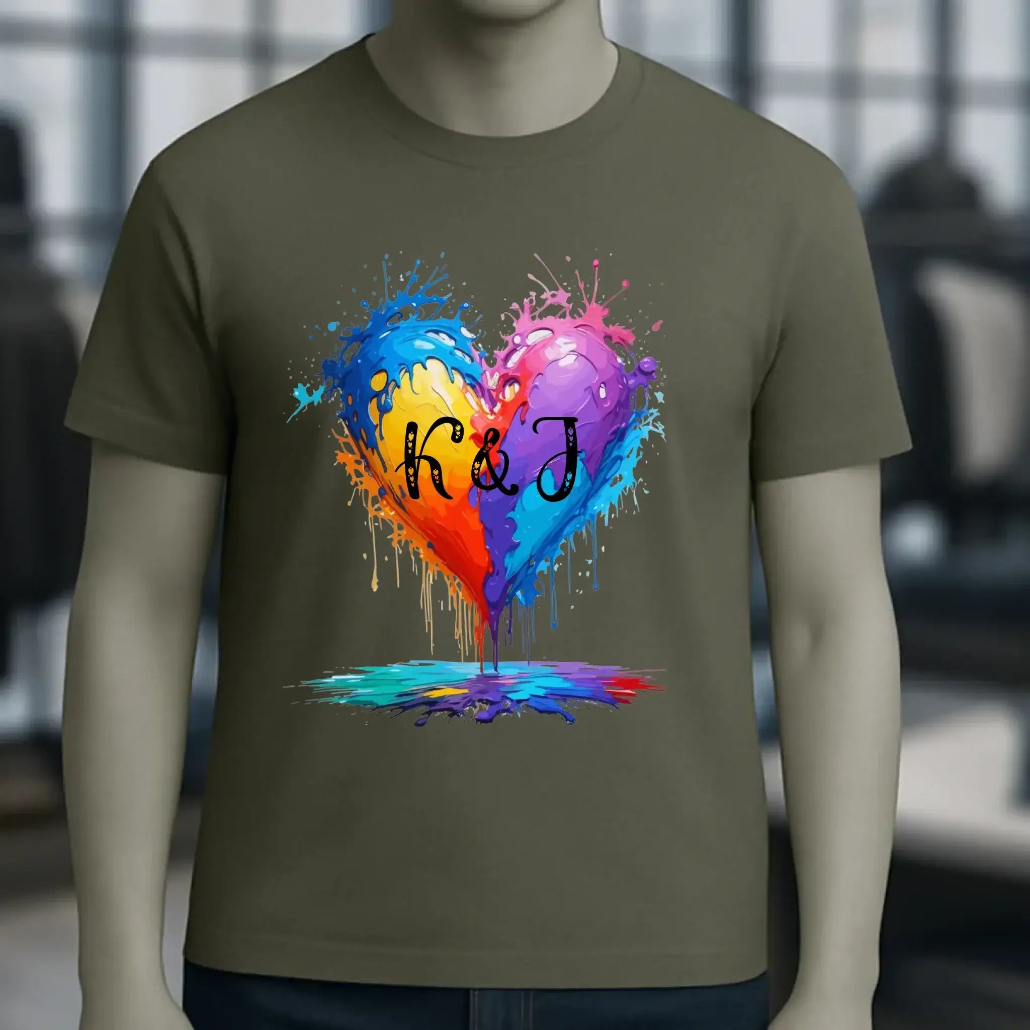 Herz mit Initialien • Unisex Premium T-Shirt XS-5XL aus Bio-Baumwolle für Damen & Herren • Exklusivdesign • personalisiert