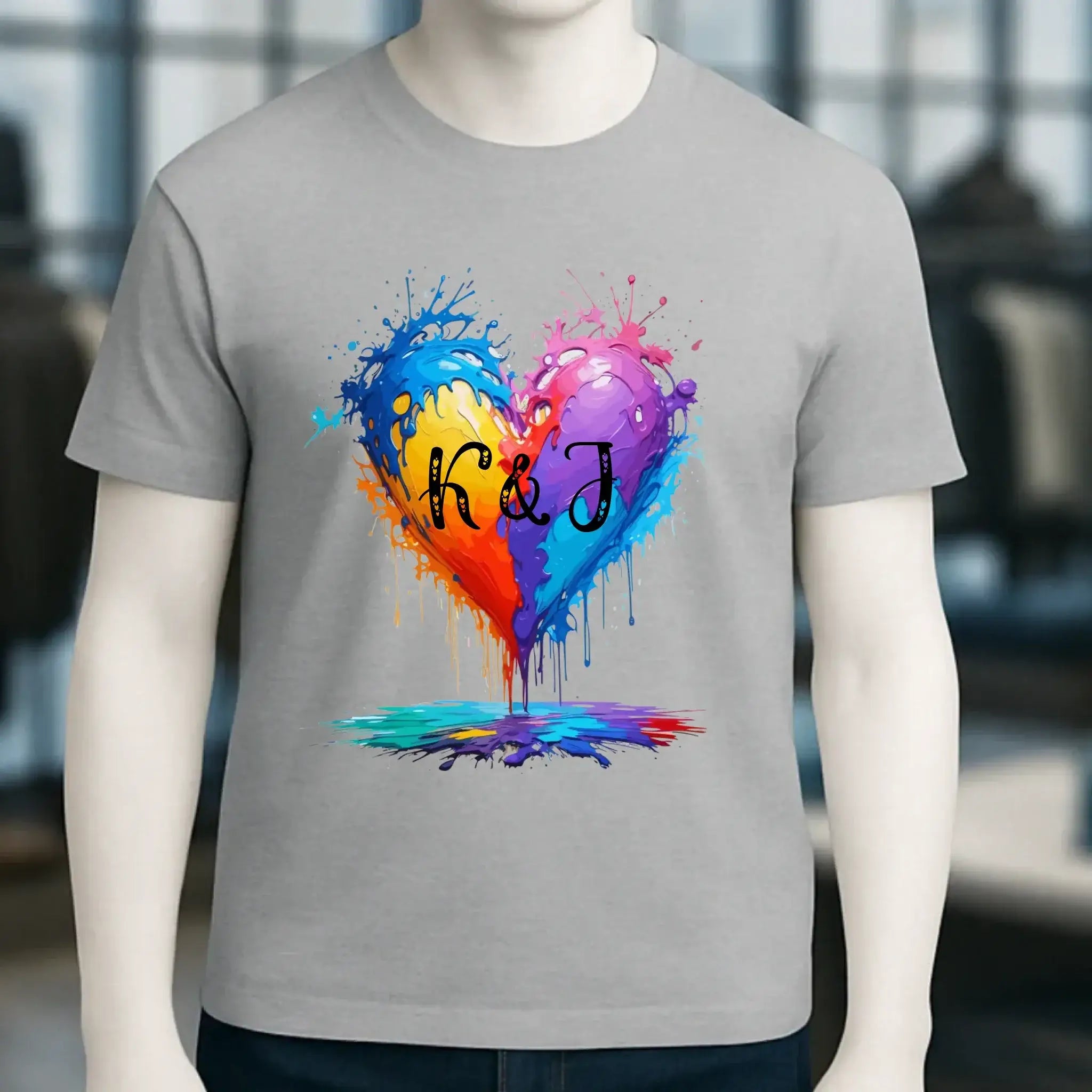 Herz mit Initialien • Unisex Premium T-Shirt XS-5XL aus Bio-Baumwolle für Damen & Herren • Exklusivdesign • personalisiert