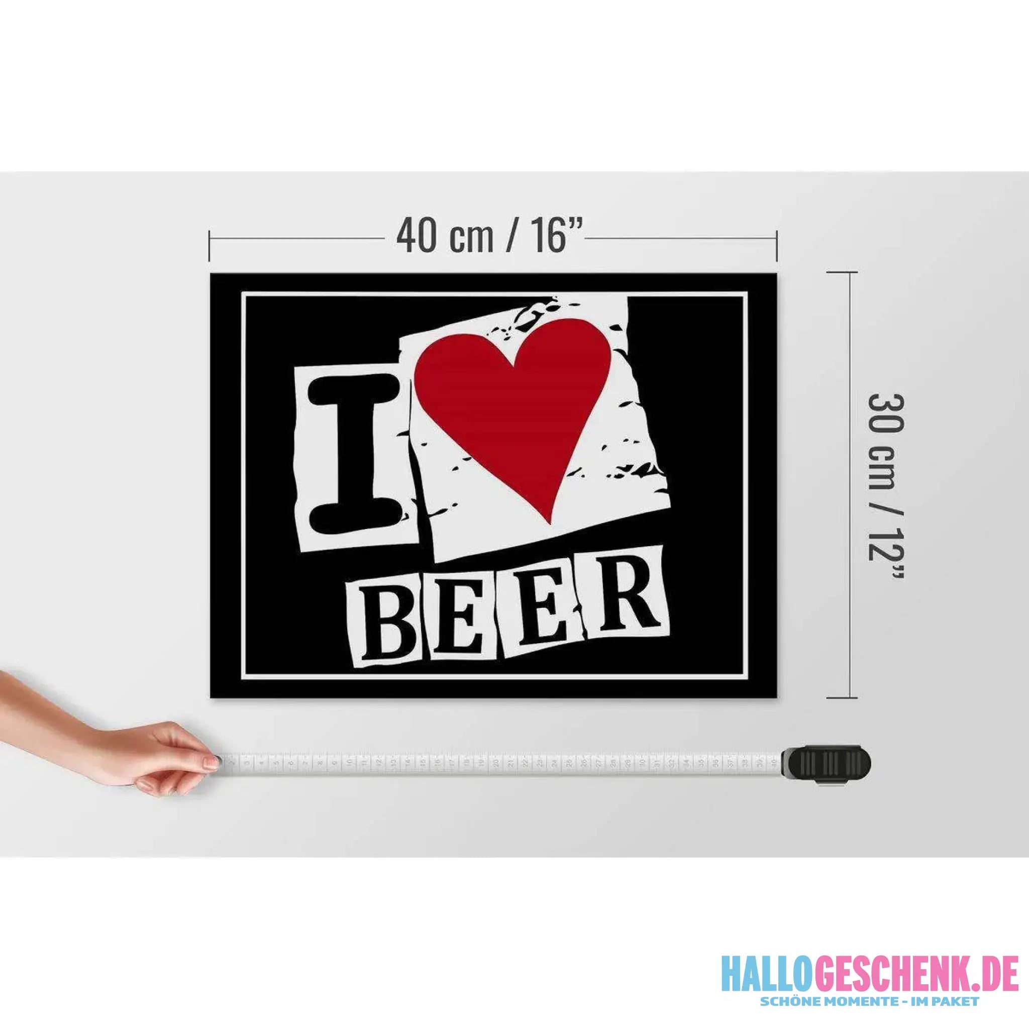 Holzschild 40x30cm I Love Beer Bier Herz