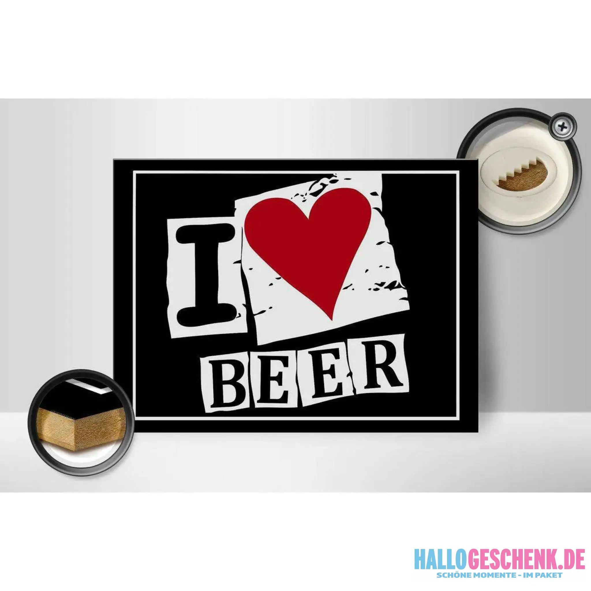 Holzschild 40x30cm I Love Beer Bier Herz