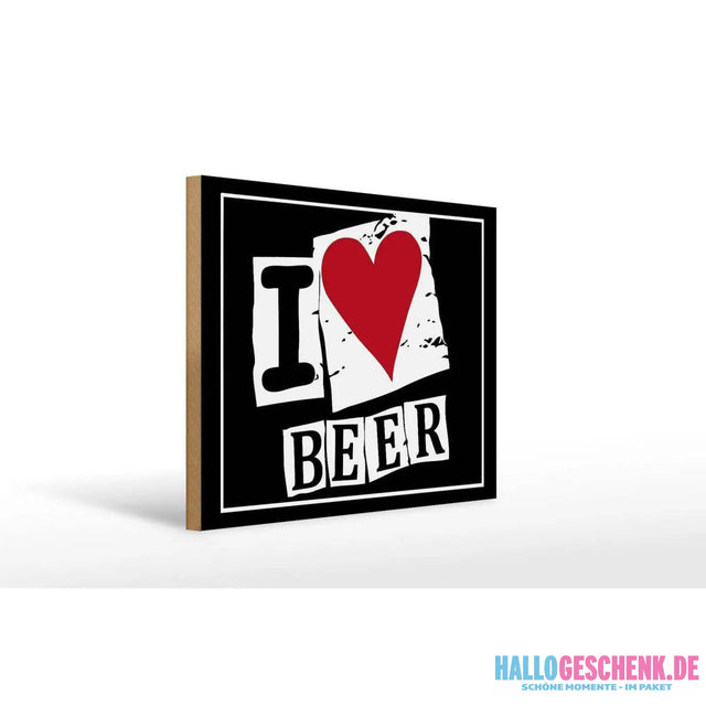 Holzschild 40x30cm I Love Beer Bier Herz