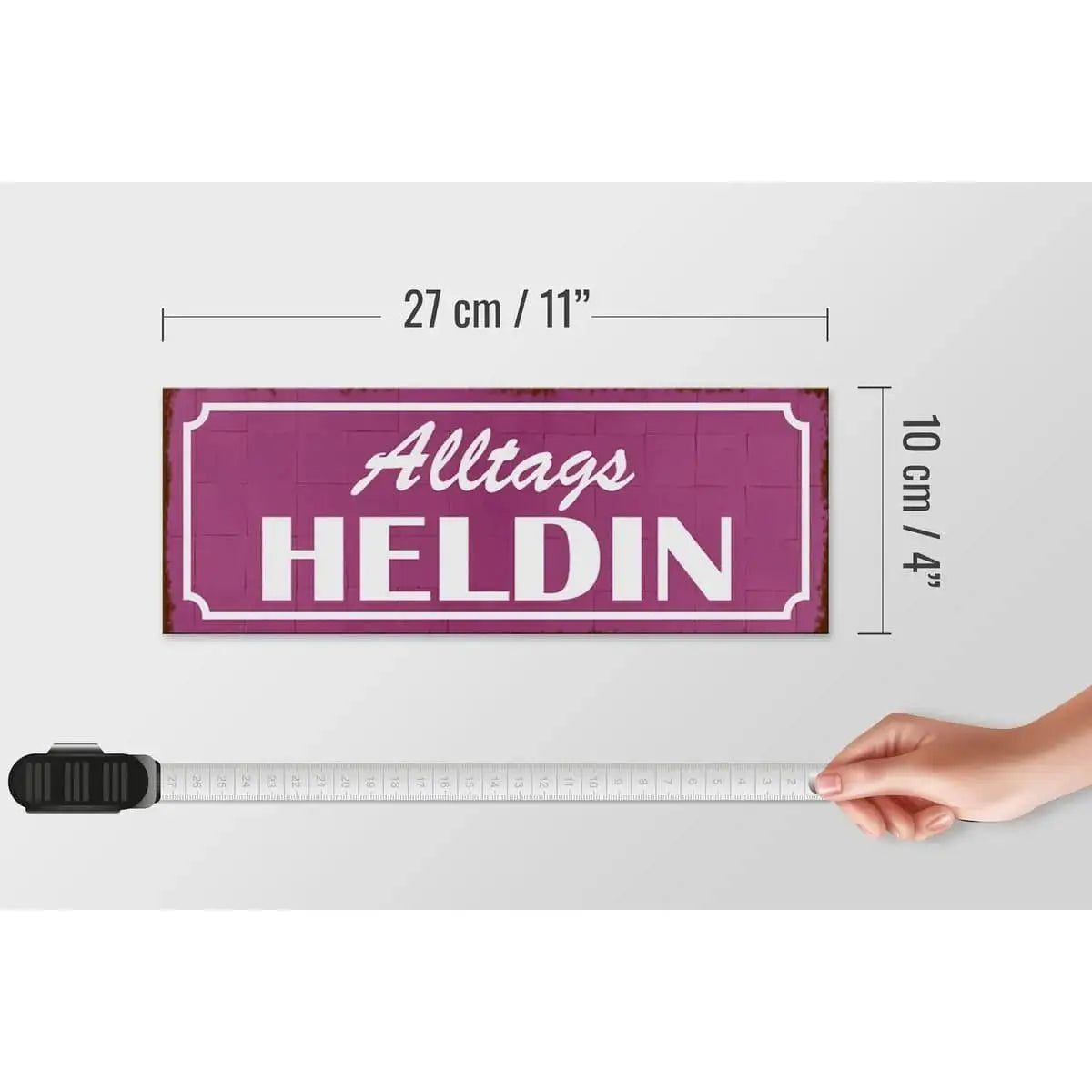 Holzschild Spruch 27x10cm Alltags Heldin Geschenk Deko