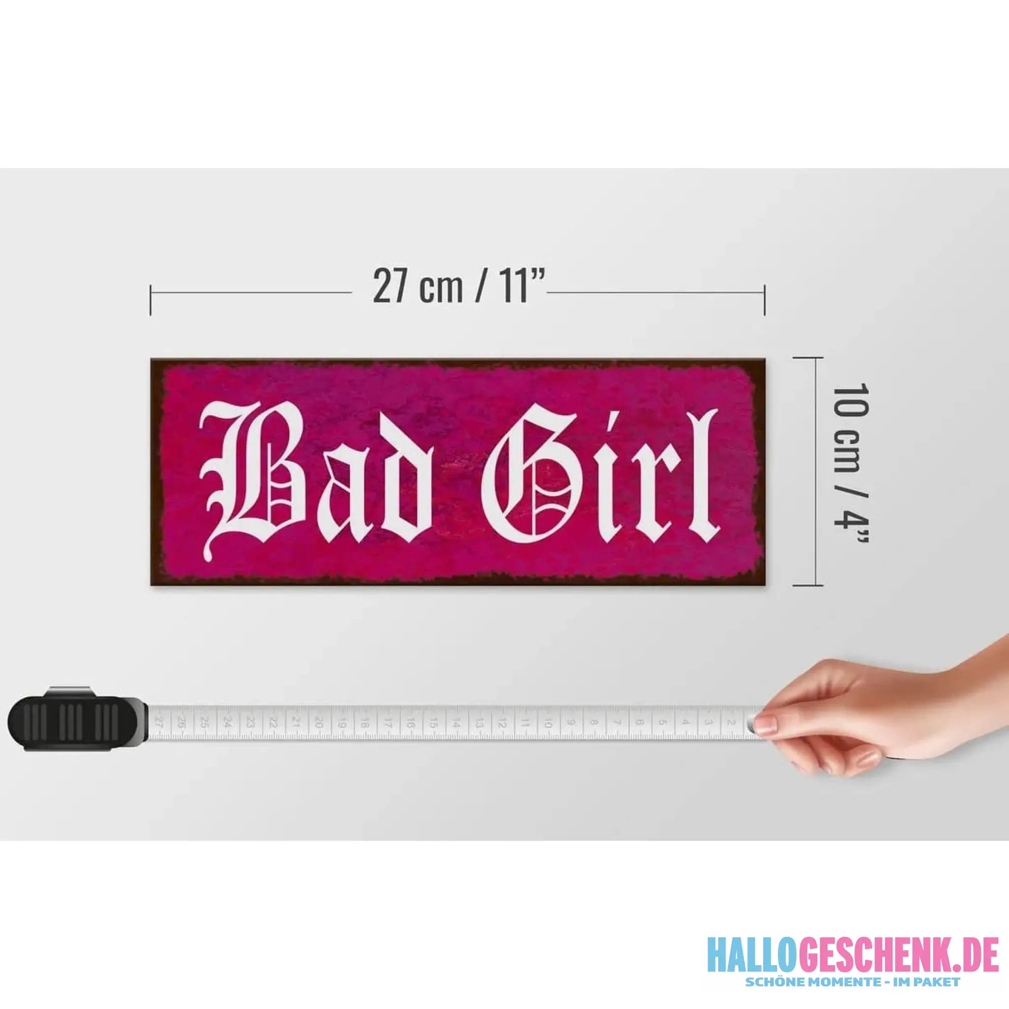 Holzschild Spruch 27x10cm Bad Girl Wnaddeko Deko