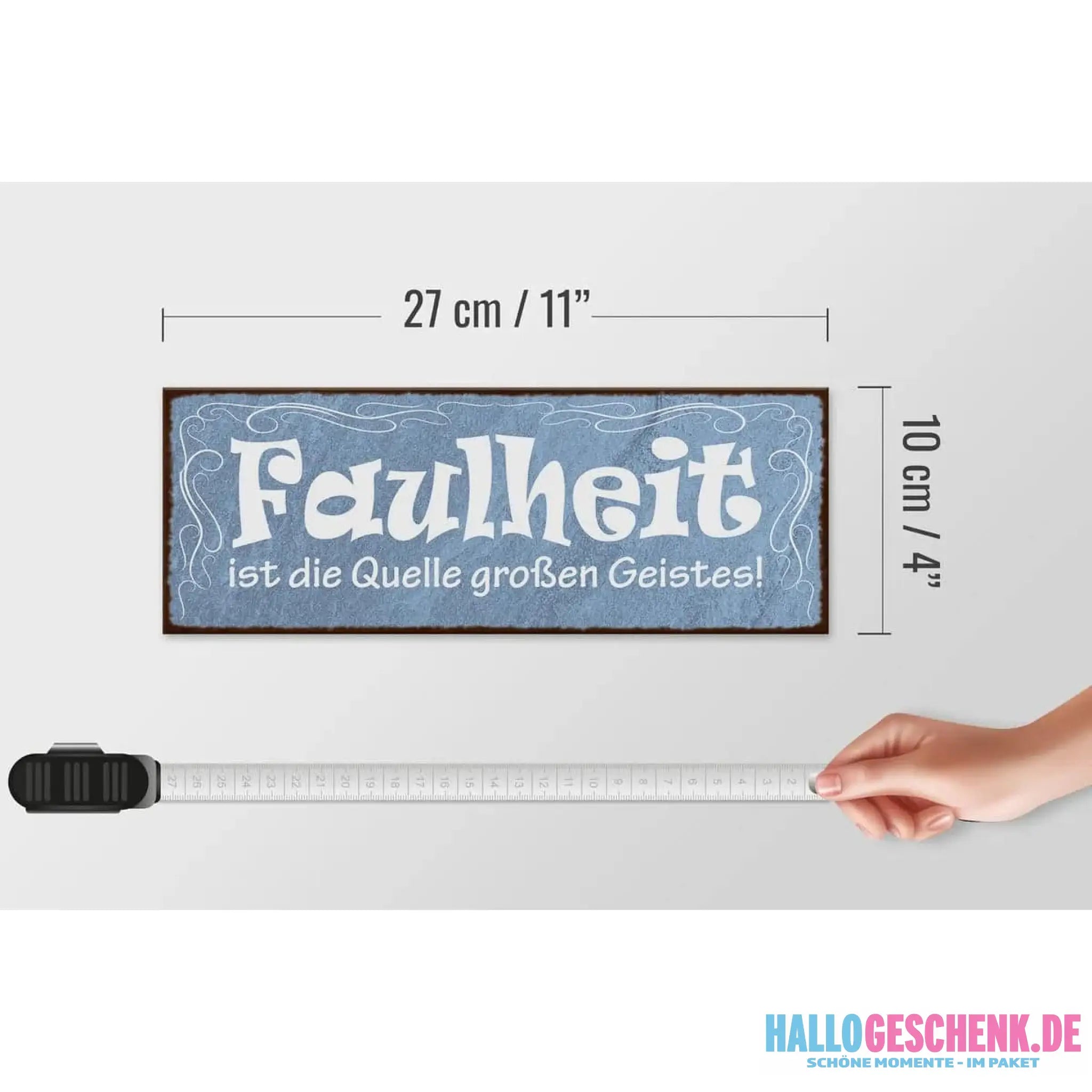 Holzschild Spruch 27x10cm Faulheit Quelle großen Geistes