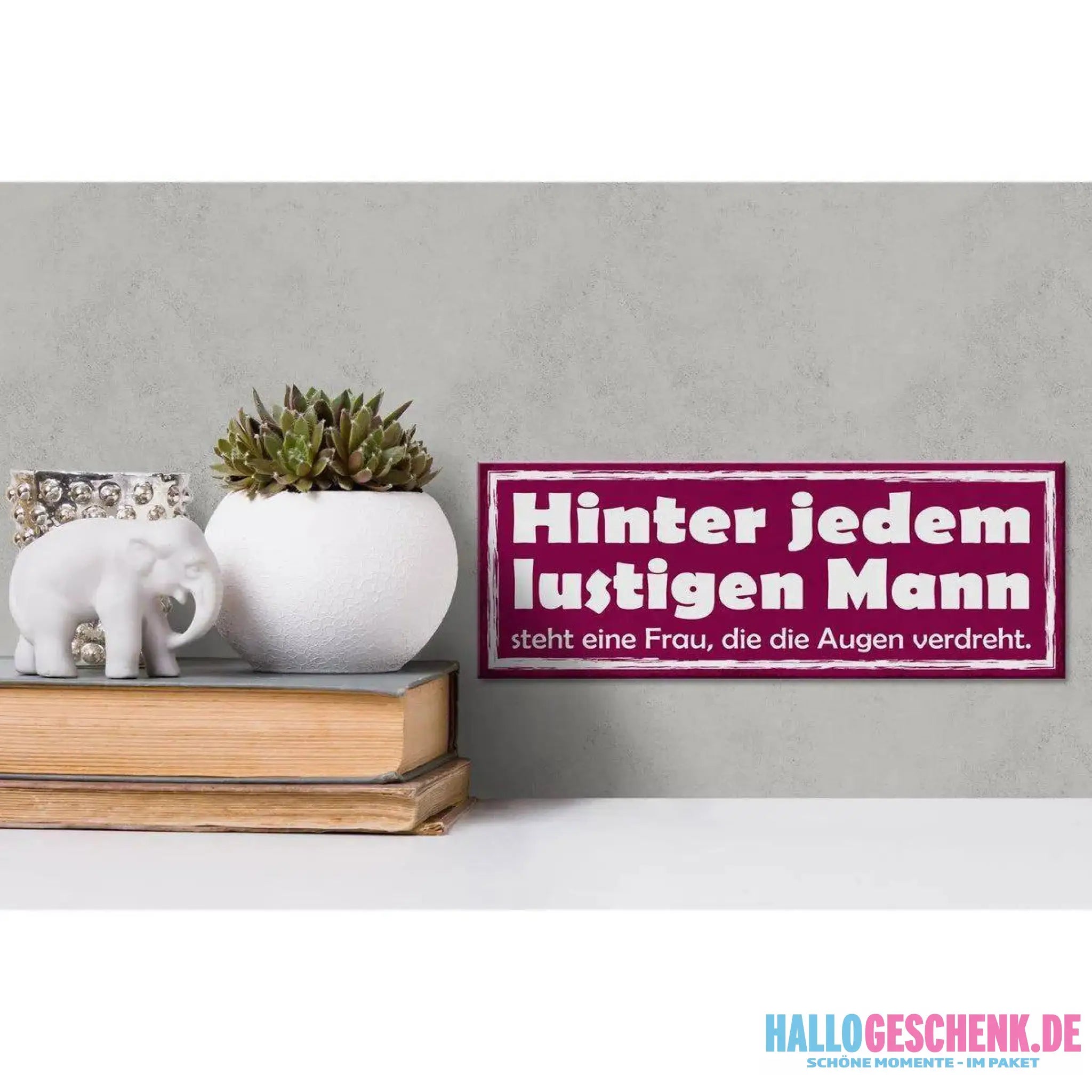 Holzschild Spruch 27x10cm Hinter lustigen Mann eine Frau