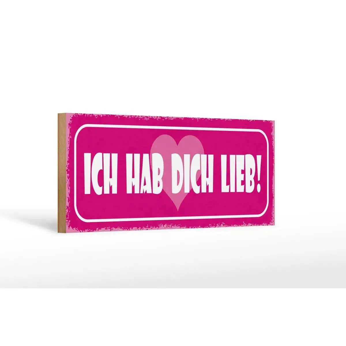 Holzschild Spruch 27x10cm Ich hab dich lieb Herz Deko
