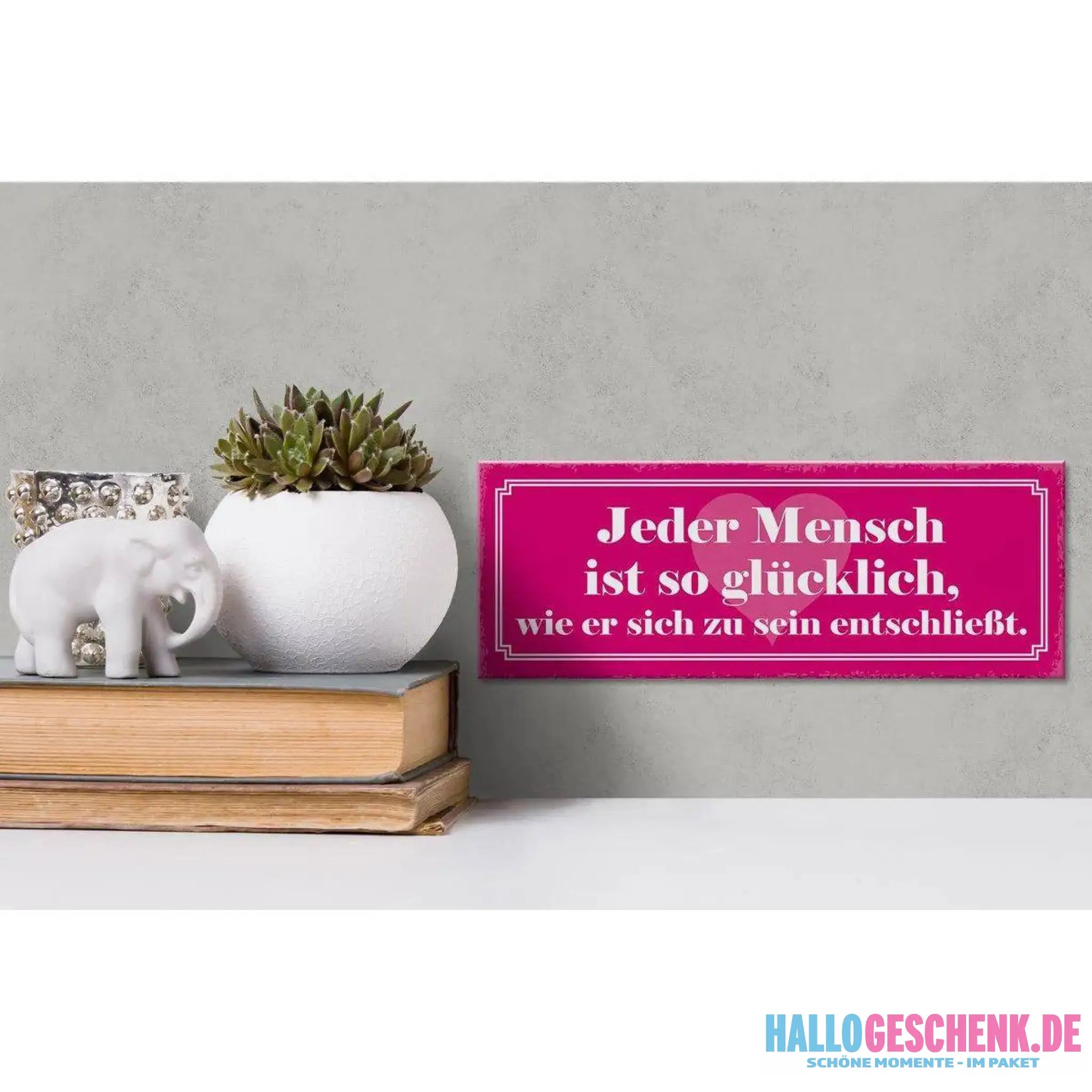 Holzschild Spruch 27x10cm Jeder Mensch ist so glücklich Deko