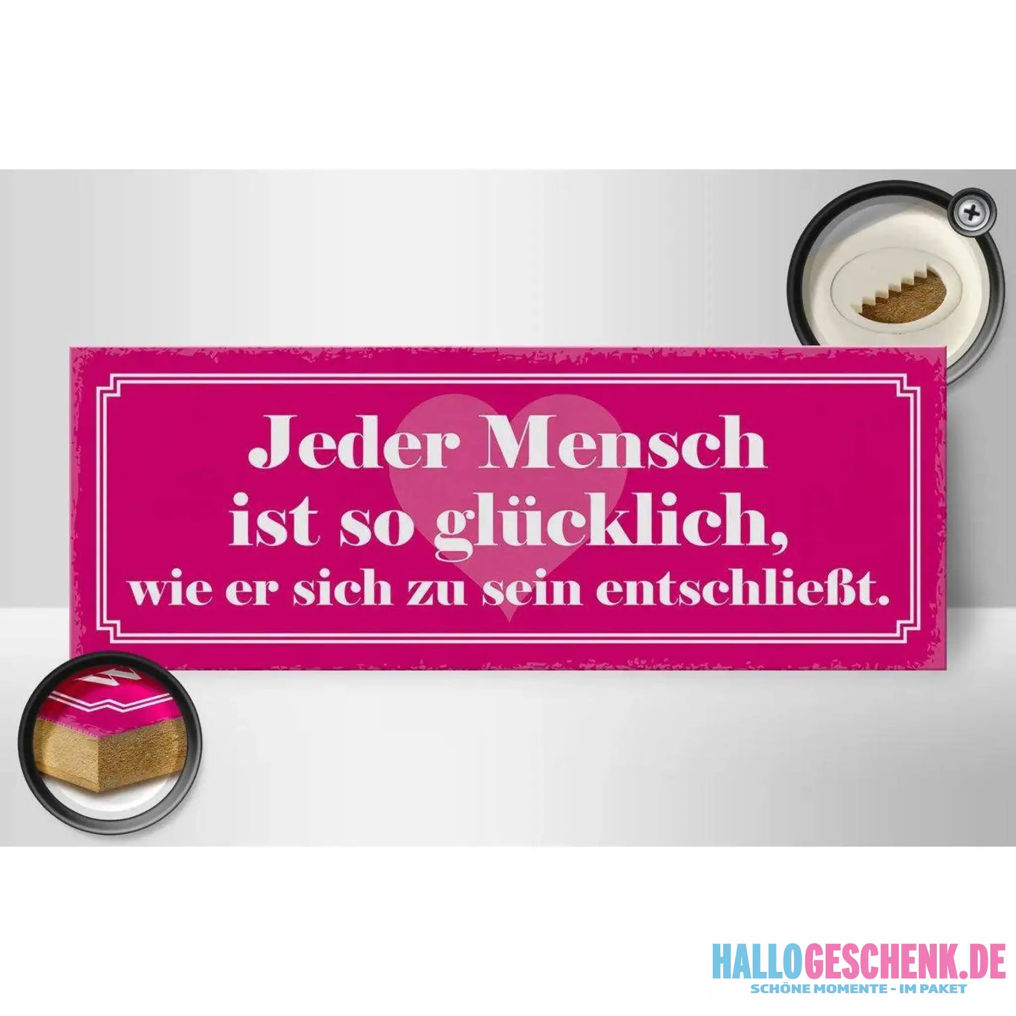 Holzschild Spruch 27x10cm Jeder Mensch ist so glücklich Deko