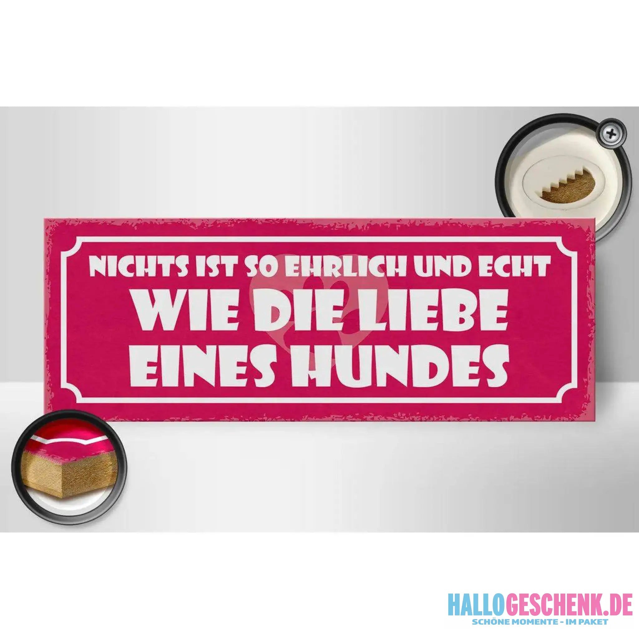 Holzschild Spruch 27x10cm Liebe eines Hunde ehrlich echt