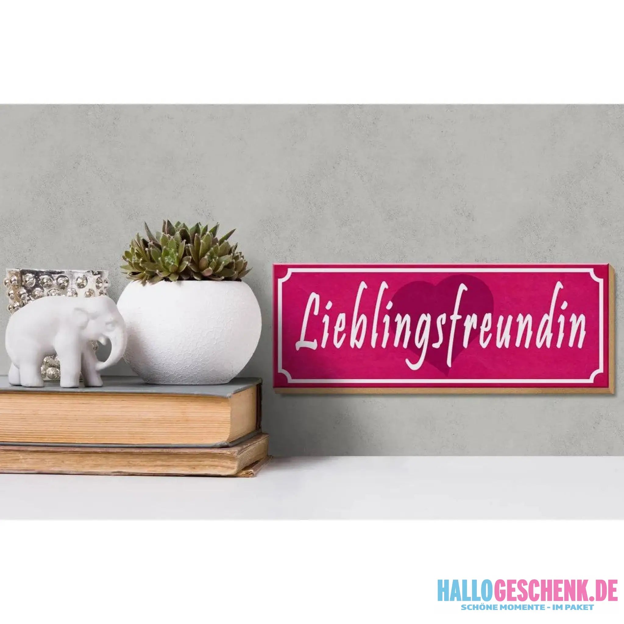 Holzschild Spruch 27x10cm Lieblingsfreundin Herz Geschenk
