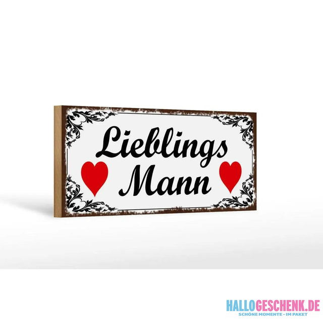 Holzschild Spruch 27x10cm Lieblingsmann Herz Geschenk Deko