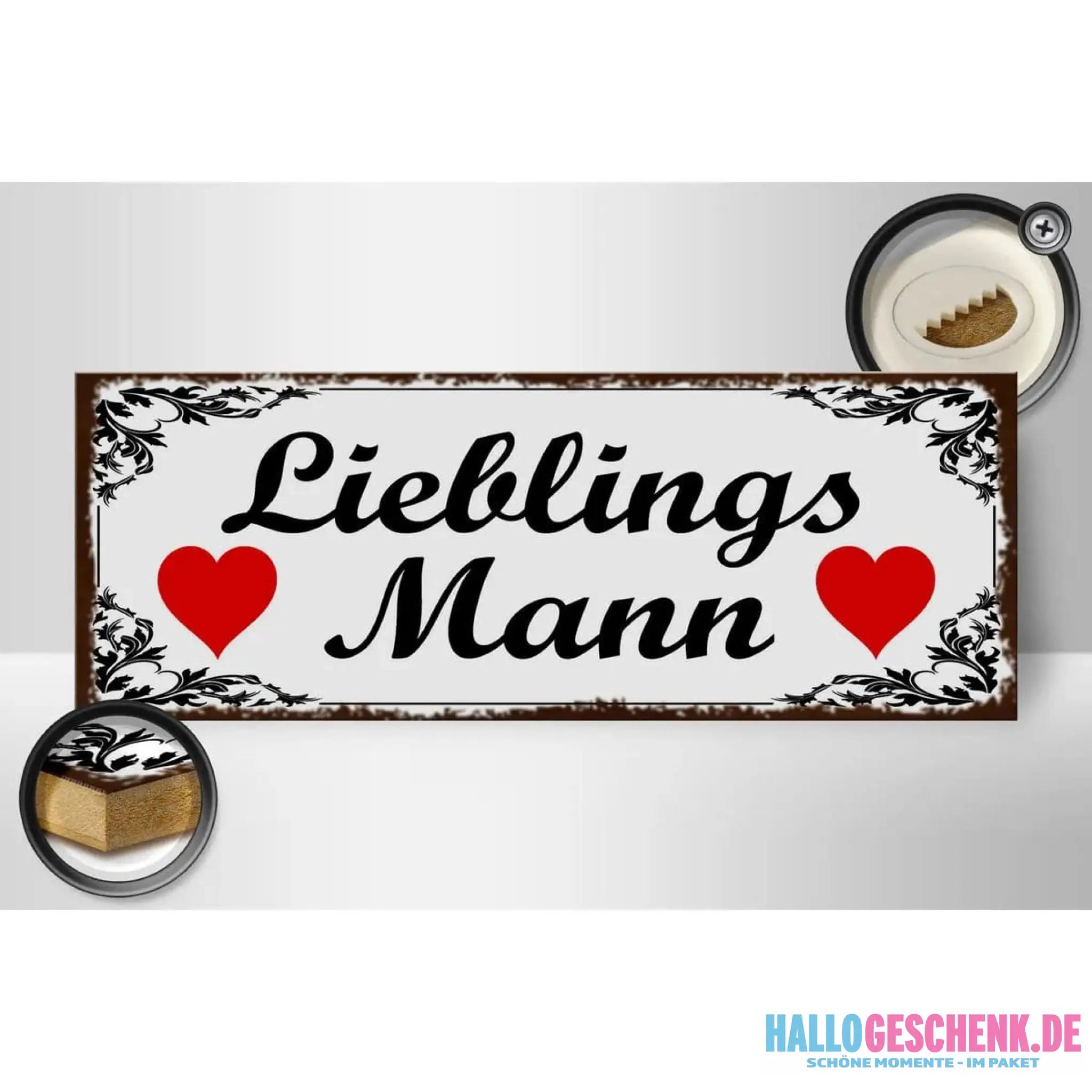 Holzschild Spruch 27x10cm Lieblingsmann Herz Geschenk Deko