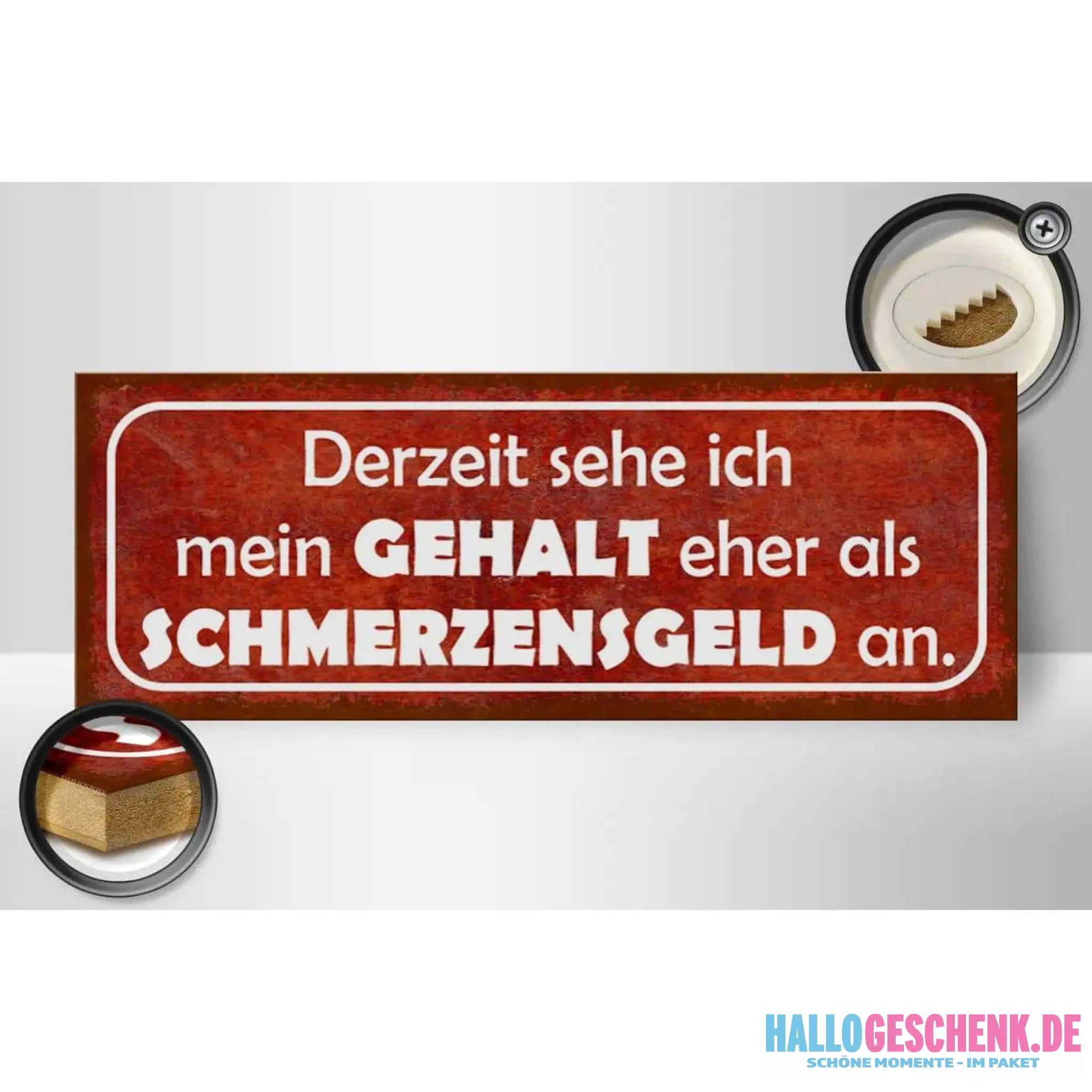 Holzschild Spruch 27x10cm Mein Gehalt eher Schmerzensgeld