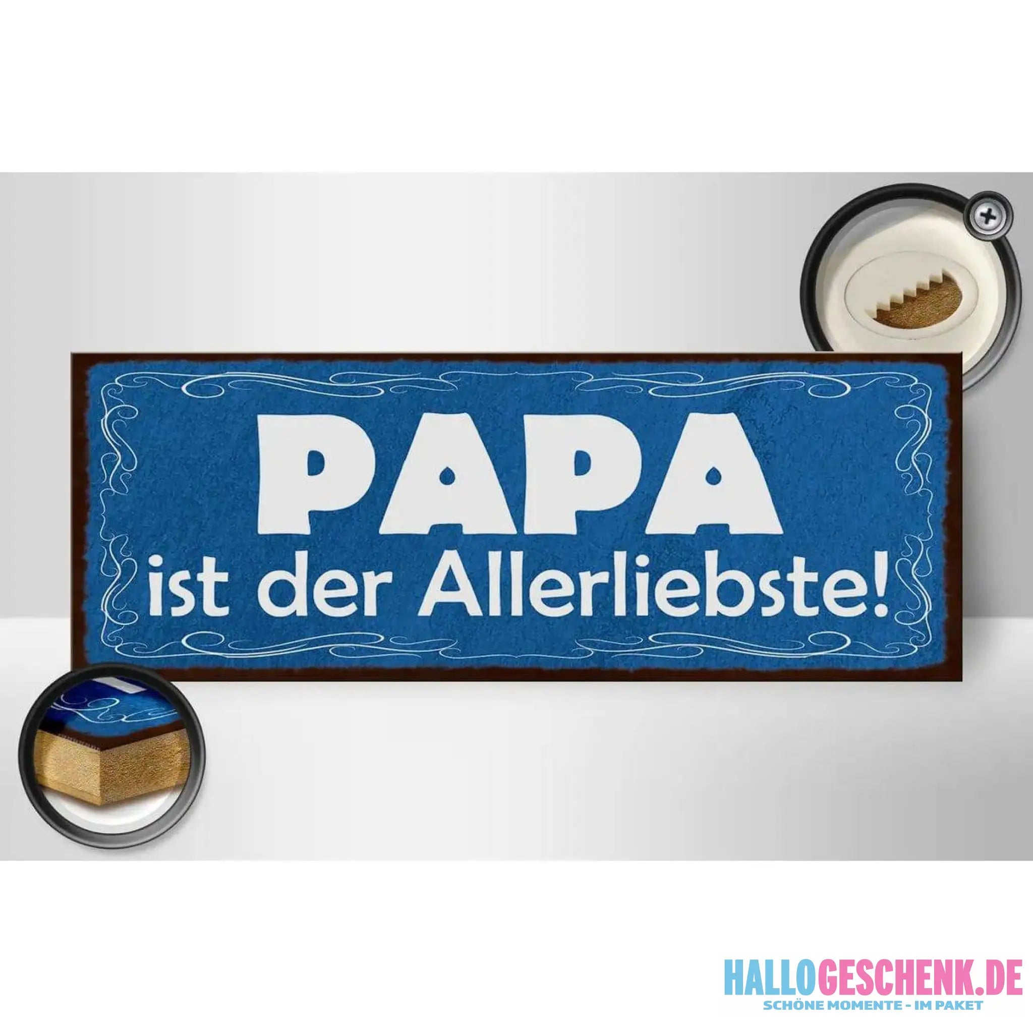 Holzschild Spruch 27x10cm Papa ist der Allerliebste Deko