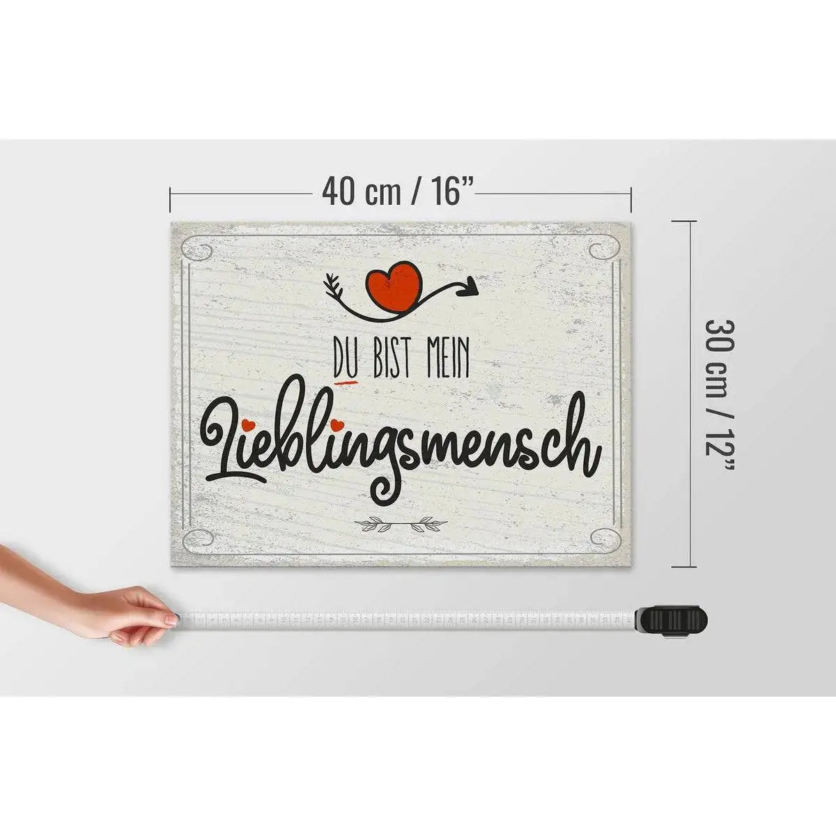 Holzschild Spruch 30x40cm Du bist mein Lieblingsmensch grau