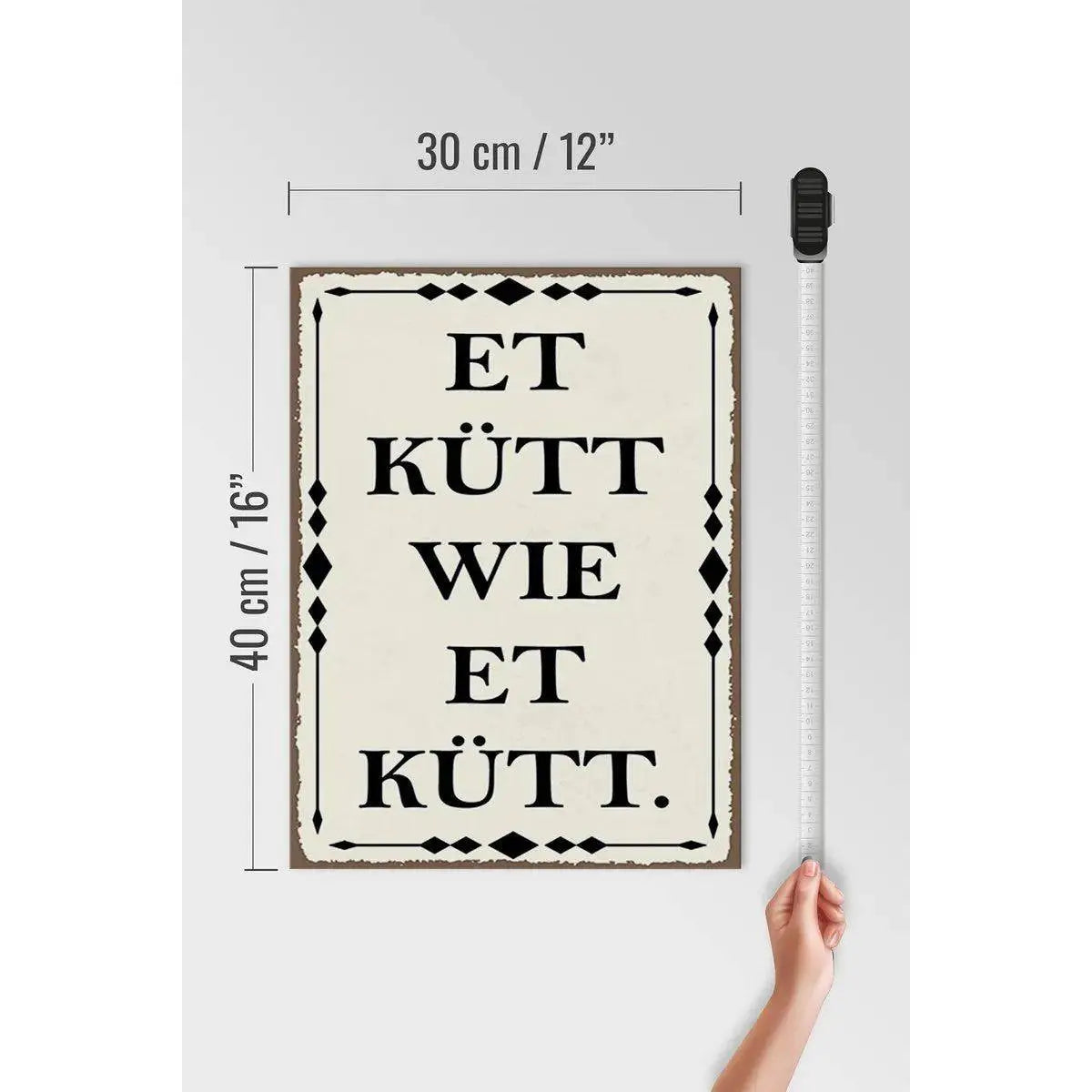Holzschild Spruch 30x40cm Et kütt wie et kütt Kölscher Deko Schild
