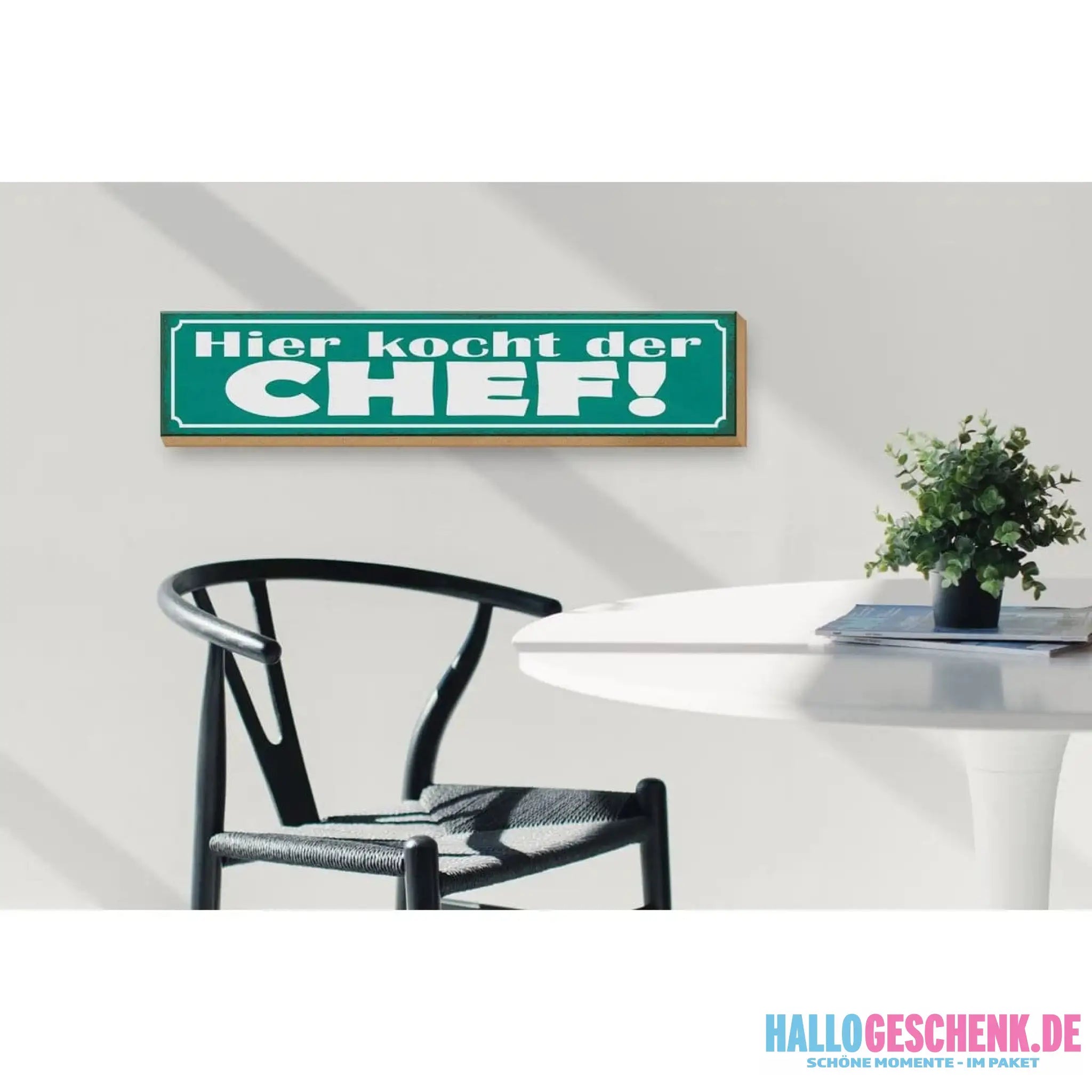 Holzschild Spruch 46x10cm Hier kocht der Chef Dekoration