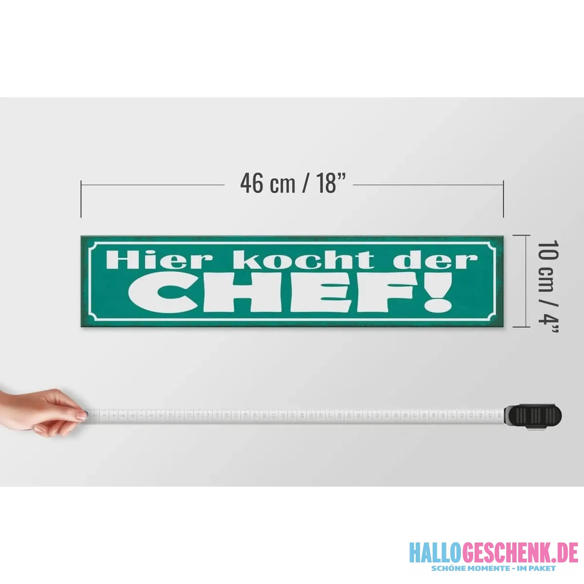 Holzschild Spruch 46x10cm Hier kocht der Chef Dekoration