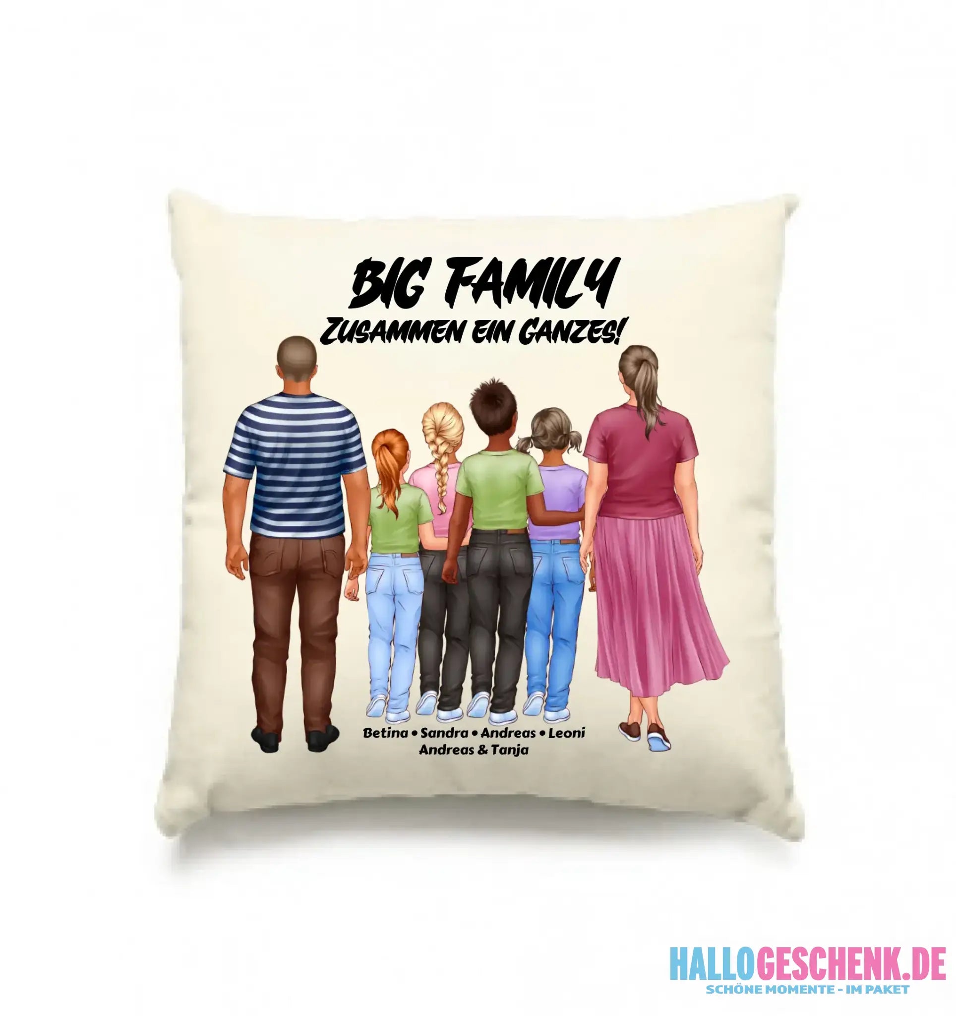 Huge Familien-Designer mit 0-4 Kindern • Kissen 40x40 cm • personalisiert