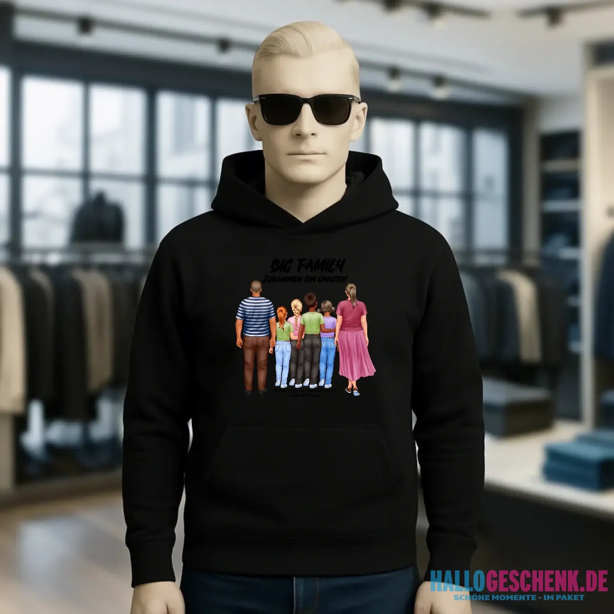 Huge Familien-Designer mit 0-4 Kindern • Unisex Premium Hoodie XS-5XL aus Bio-Baumwolle für Damen & Herren • Exklusivdesign • personalisiert