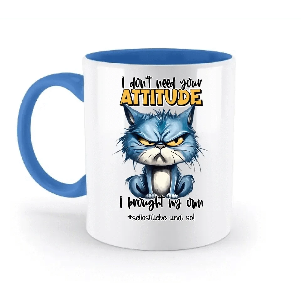 Ich brauche deine Meinung nicht - ich habe meine eigene • Katze • zweifarbige Tasse • Exklusivdesign • personalisiert
